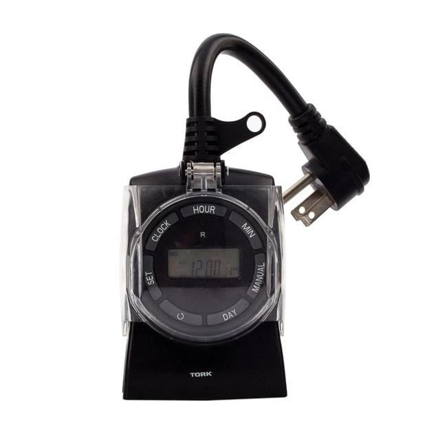 Black Digital Outdoor Timer with Photocell Control