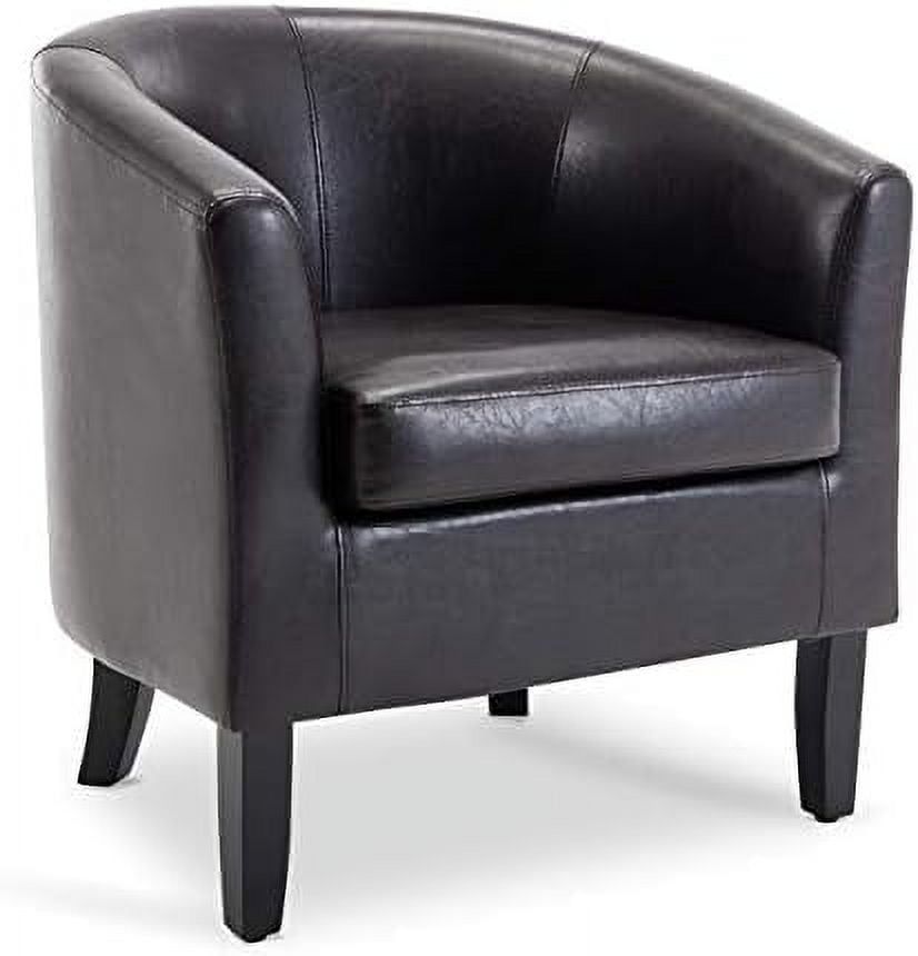 Baltic Barrel Ergonomic Accent Chair in Faux Leather Brown