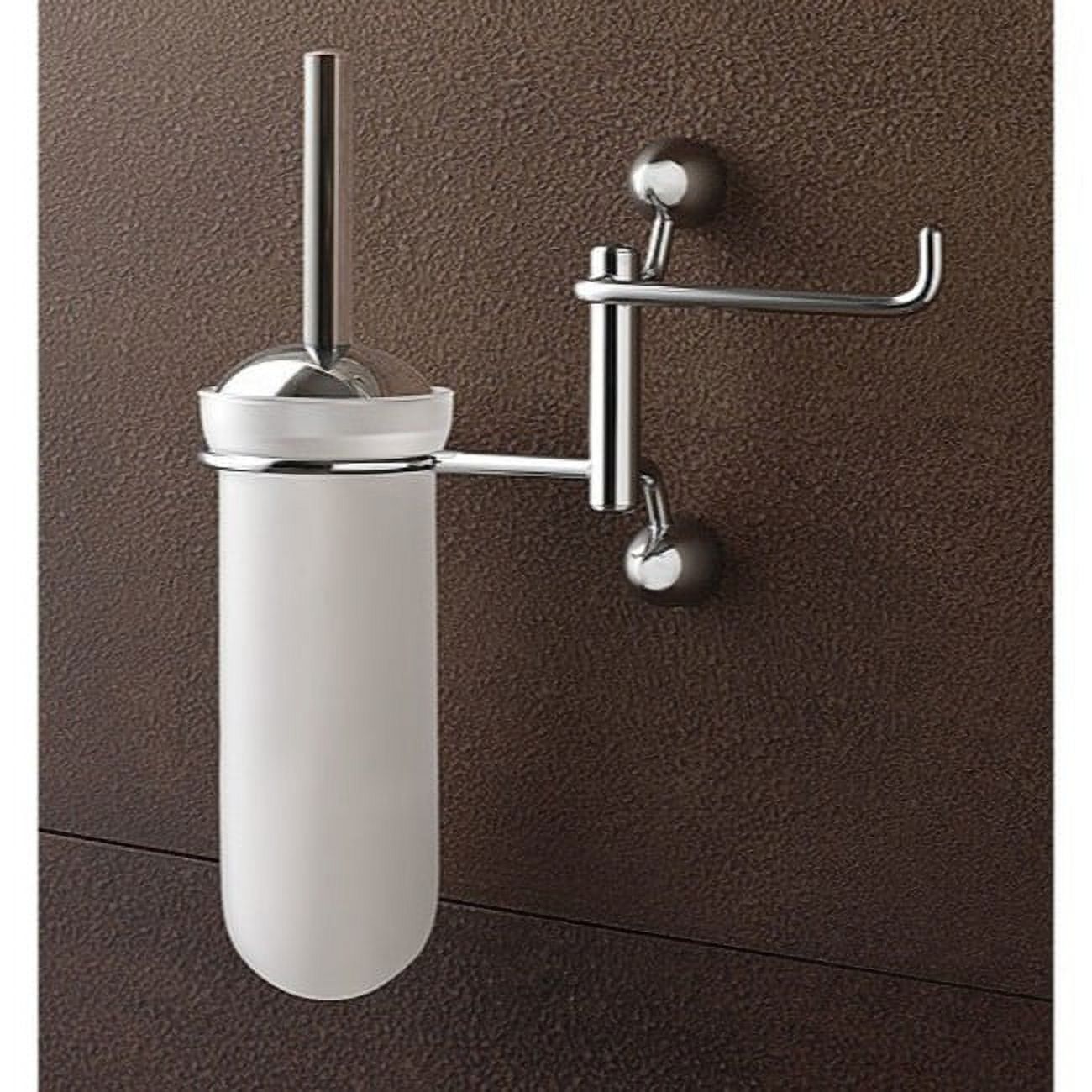 Chrome Wall Mounted Toilet Brush Holder with Frosted Glass