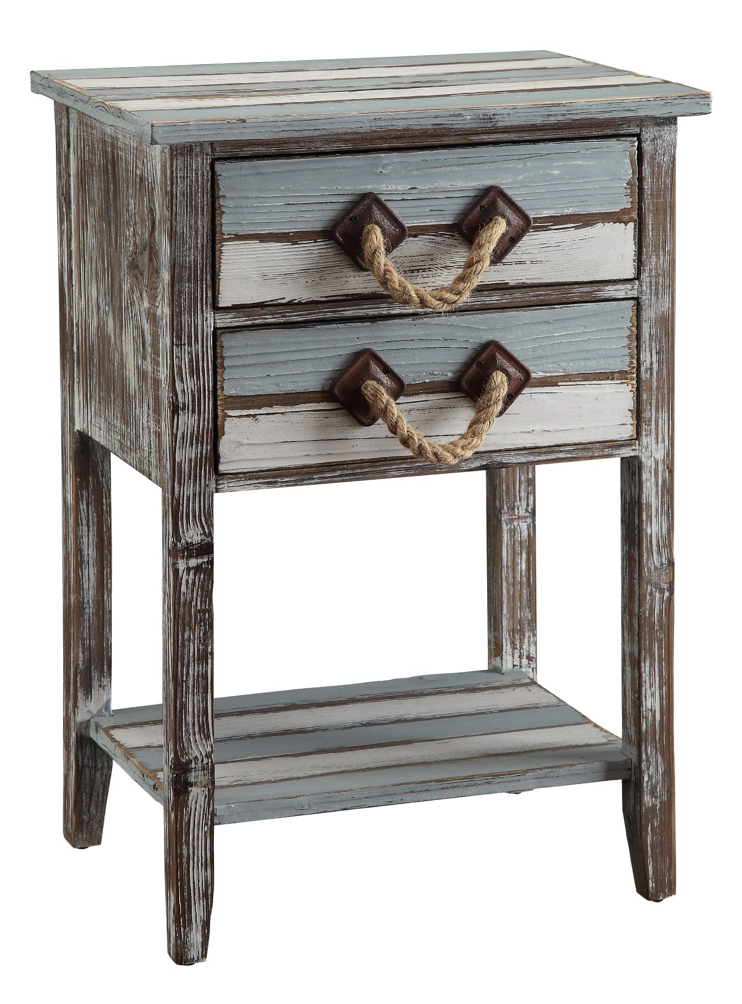 Nantucket Weathered Wood Accent Table with Rope Pulls