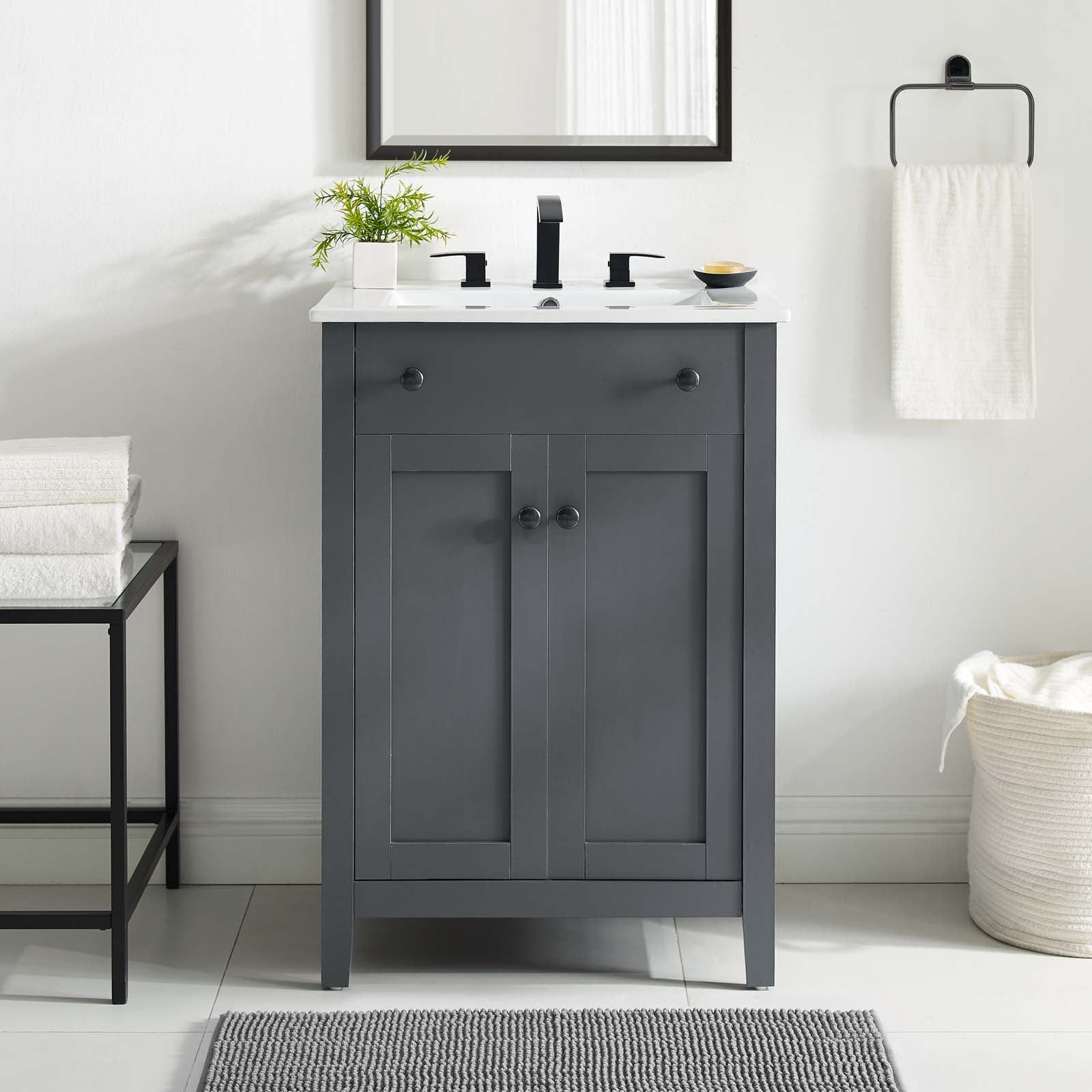 Nantucket 24" Gray and White Wooden Bathroom Vanity