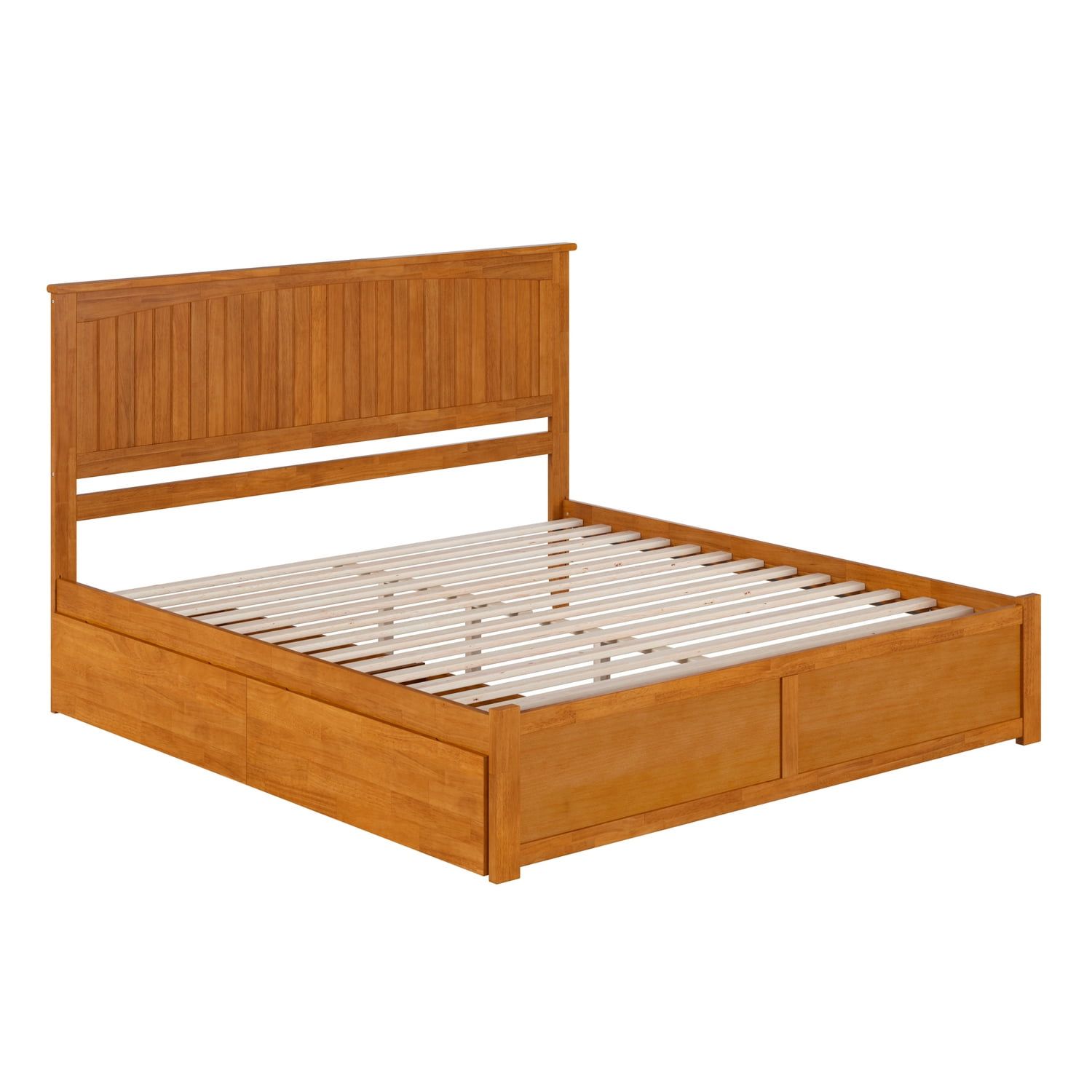 Nantucket Light Toffee King Wood Platform Bed with Storage Drawers