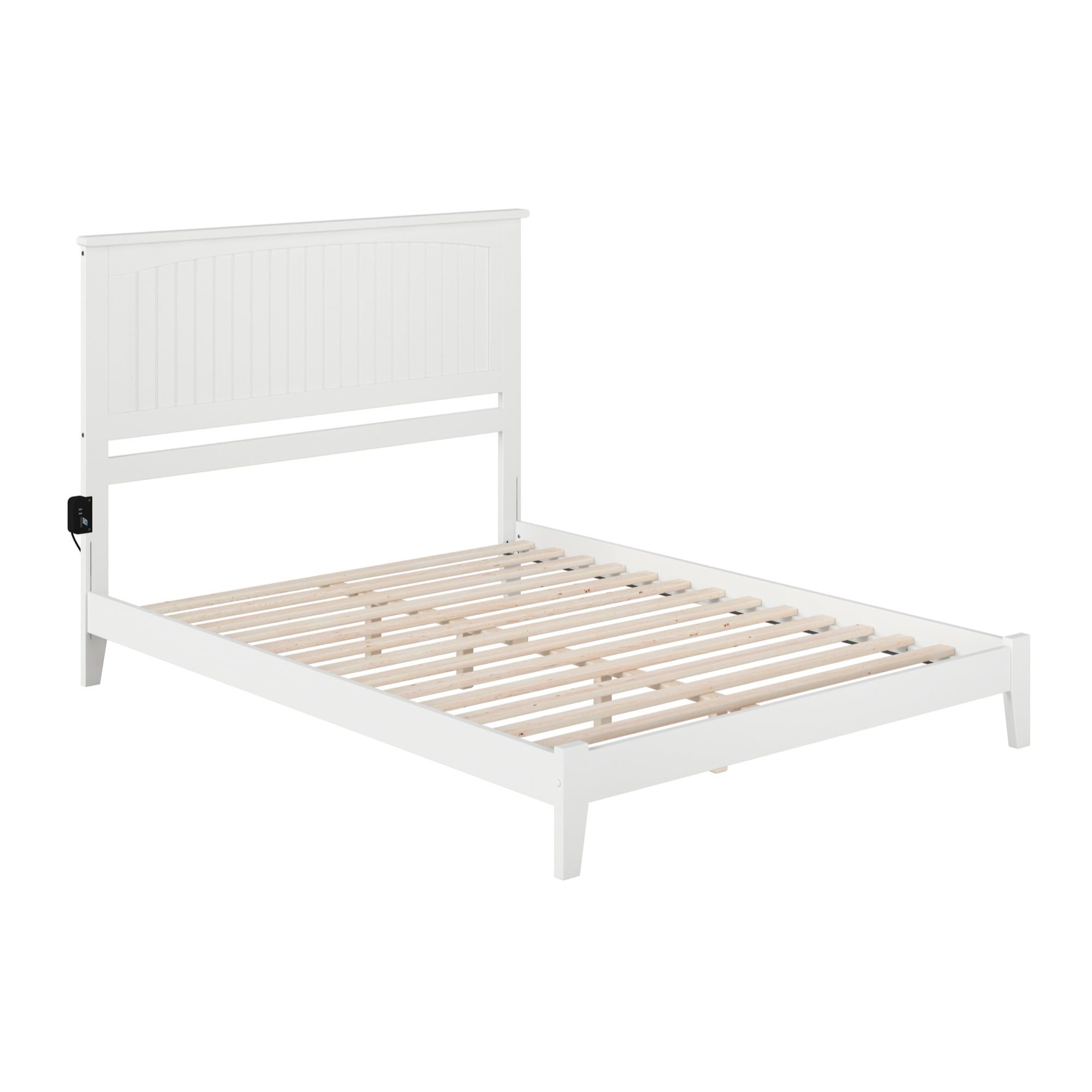 Nantucket White Queen Wood Platform Bed with Slats