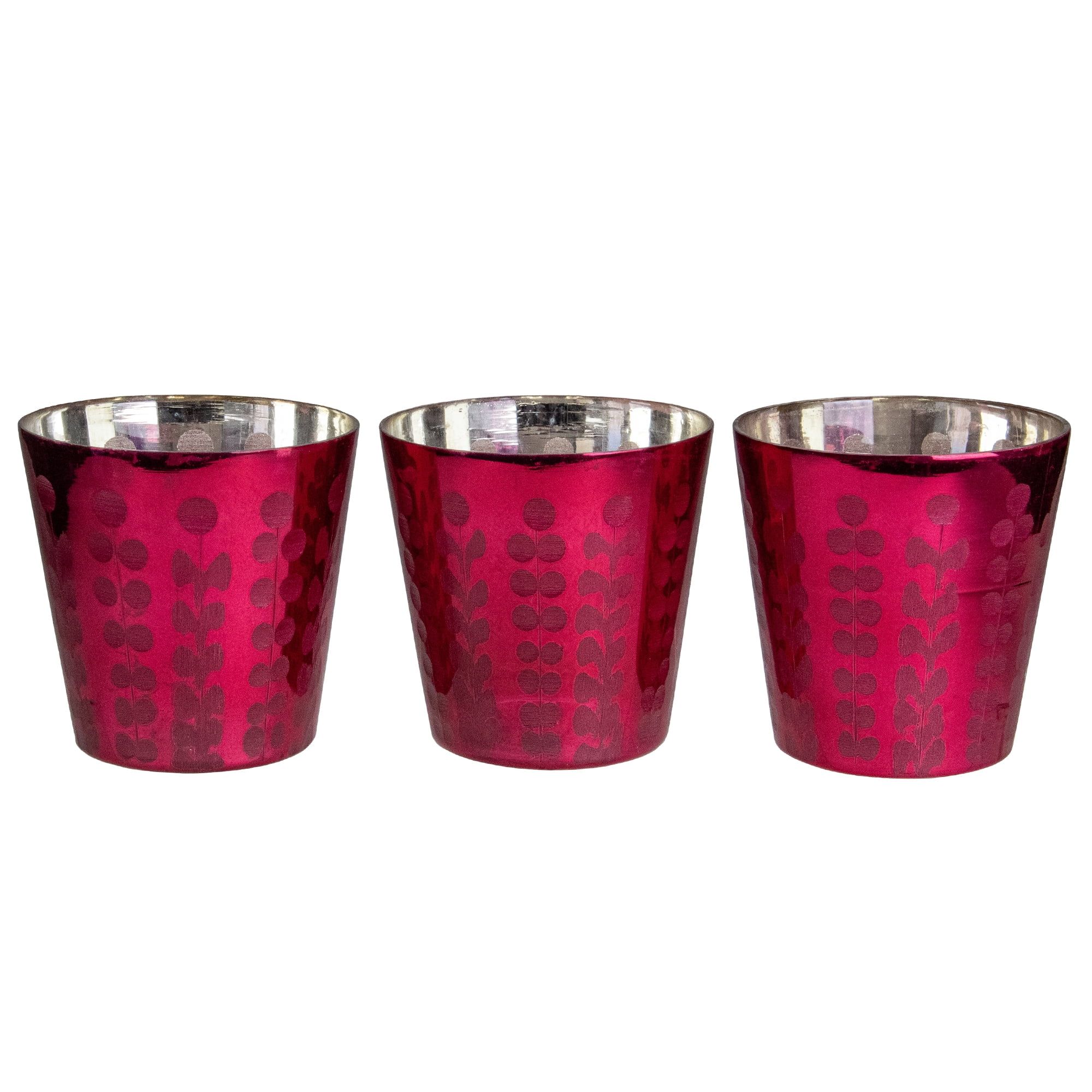 Winter Elegance Purple Glass Votive Candle Holders, Set of 3