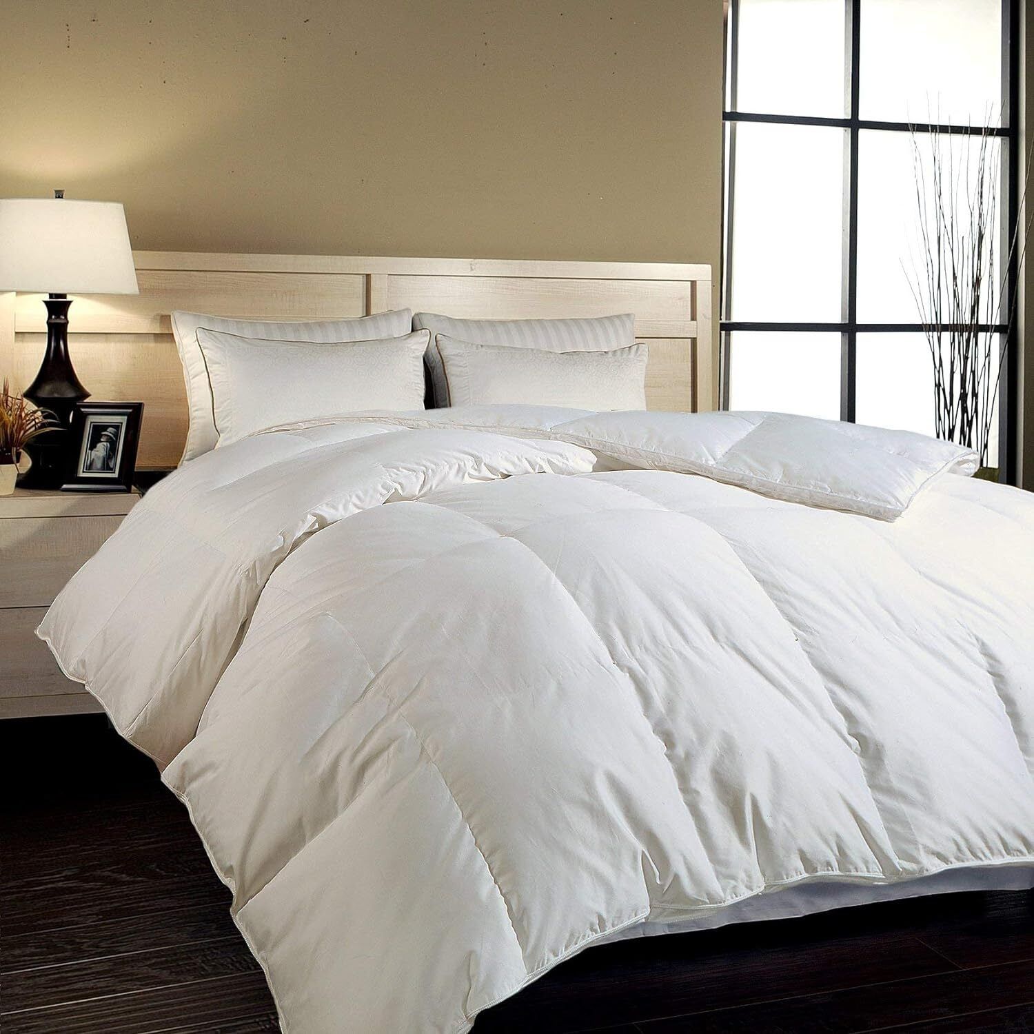 Twin White Cotton Down Alternative Reversible Bedspread