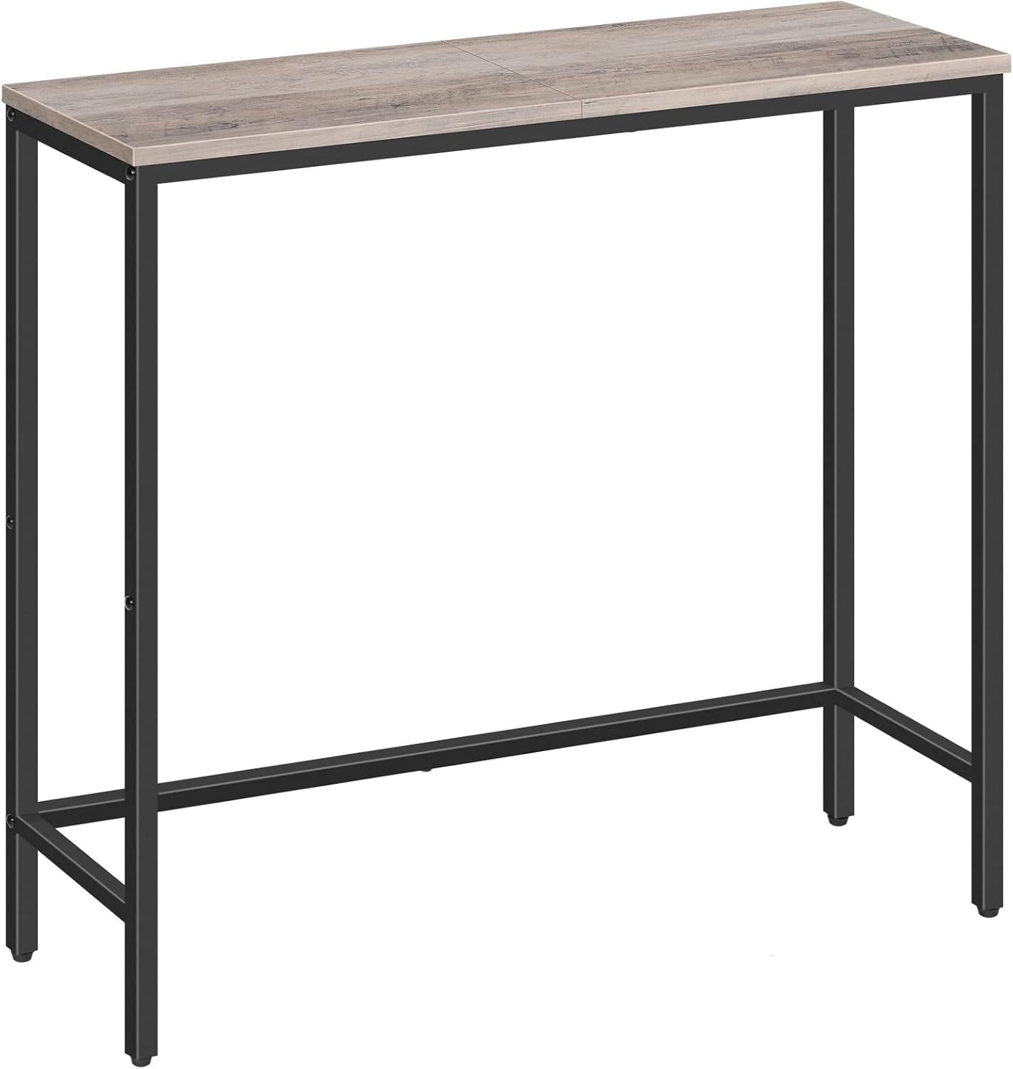 Greige and Black Narrow Console Table with Metal Frame