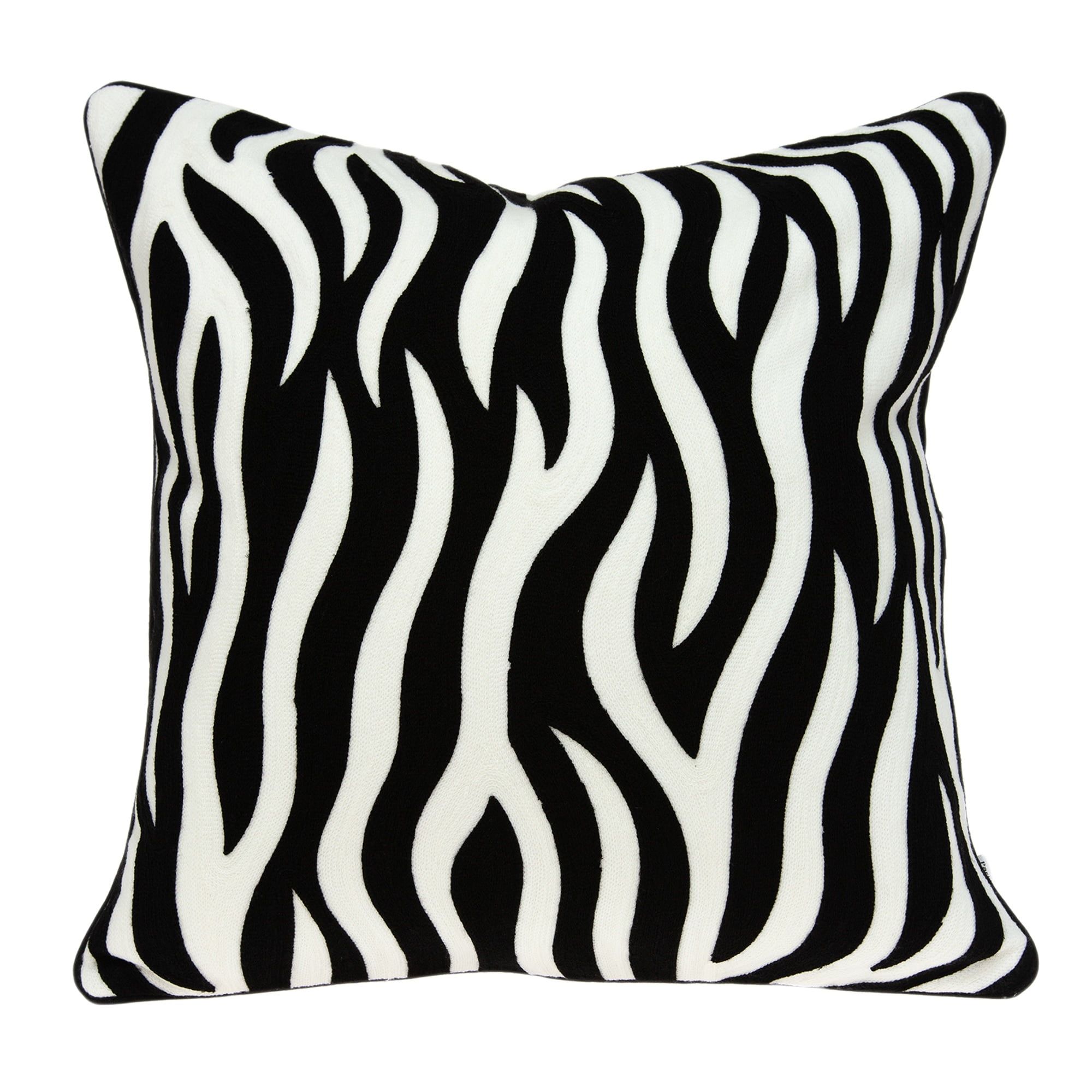 Nassau 20'' Black and White Zebra Print Cotton Throw Pillow