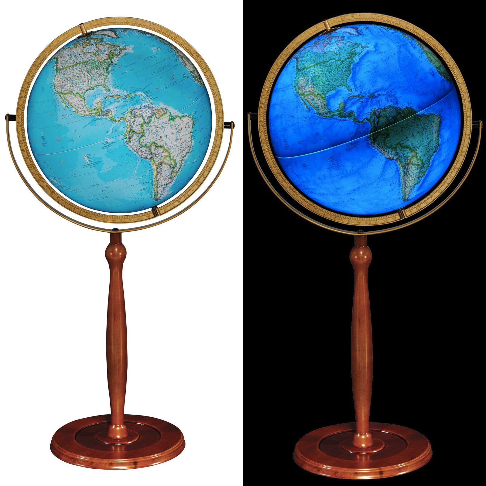 National Geographic 16" Blue Illuminated Floor Globe with Walnut Stand