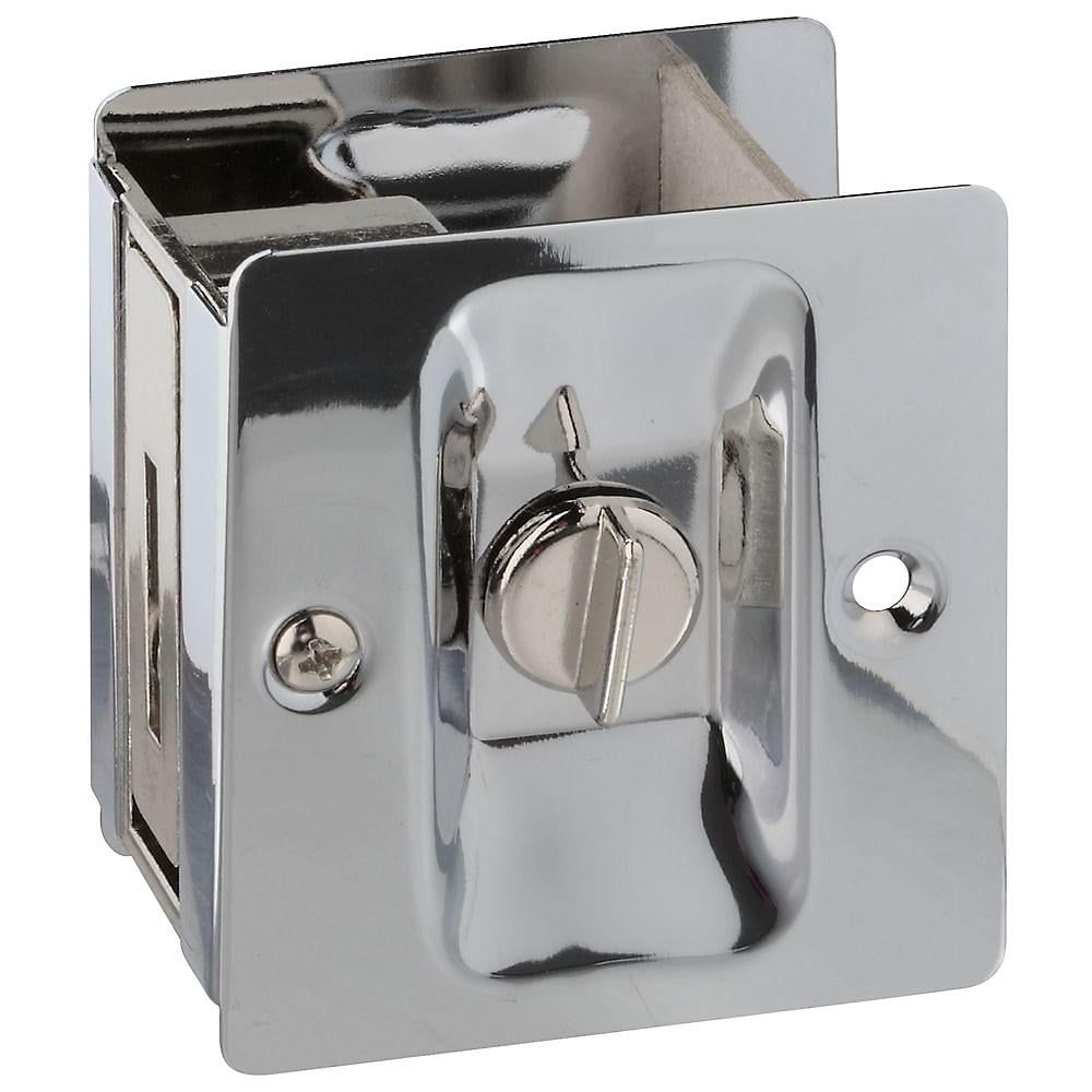 Chrome Brass Pocket Door Lock with Privacy Latch