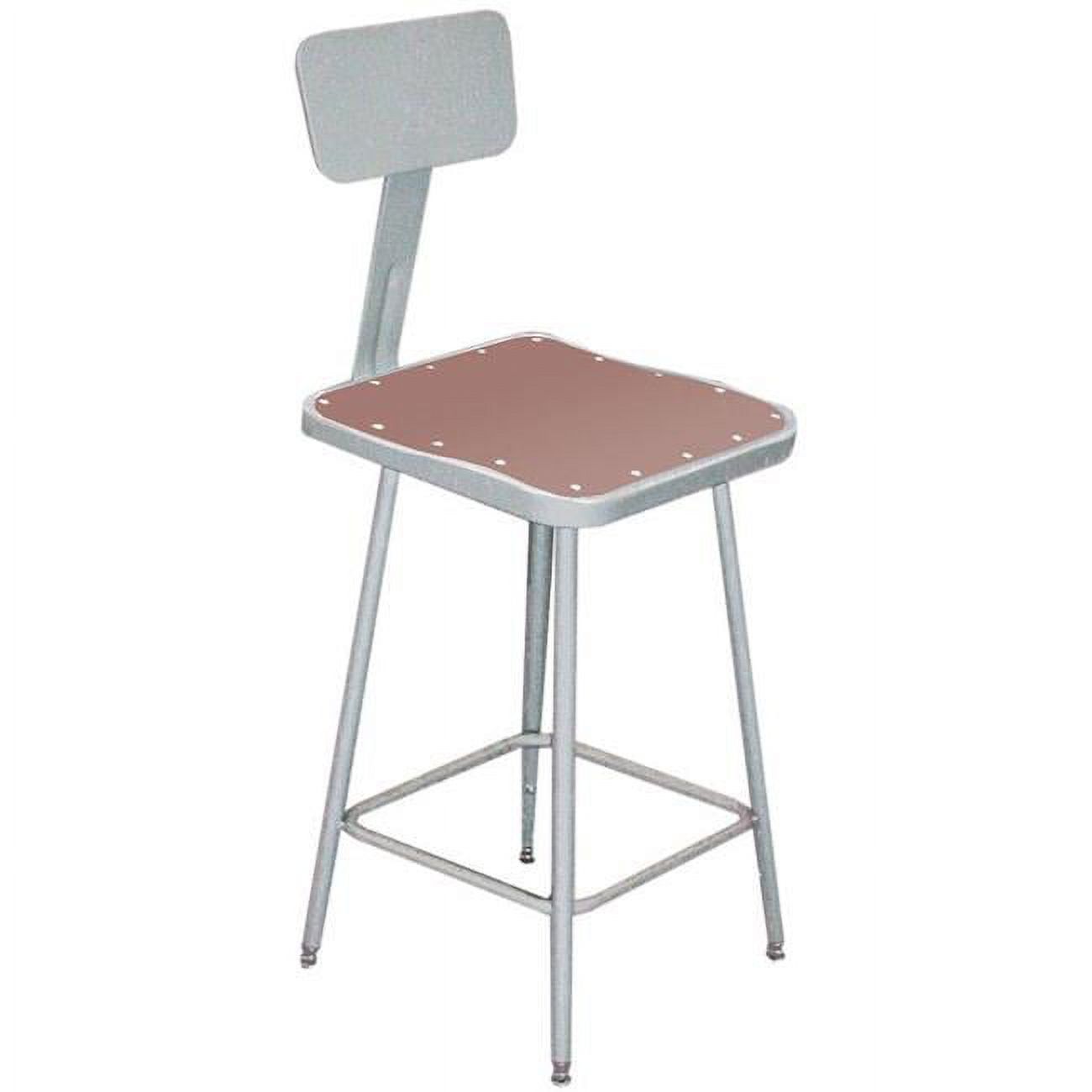 Adjustable Gray Metal Backless Stool with Steel Frame