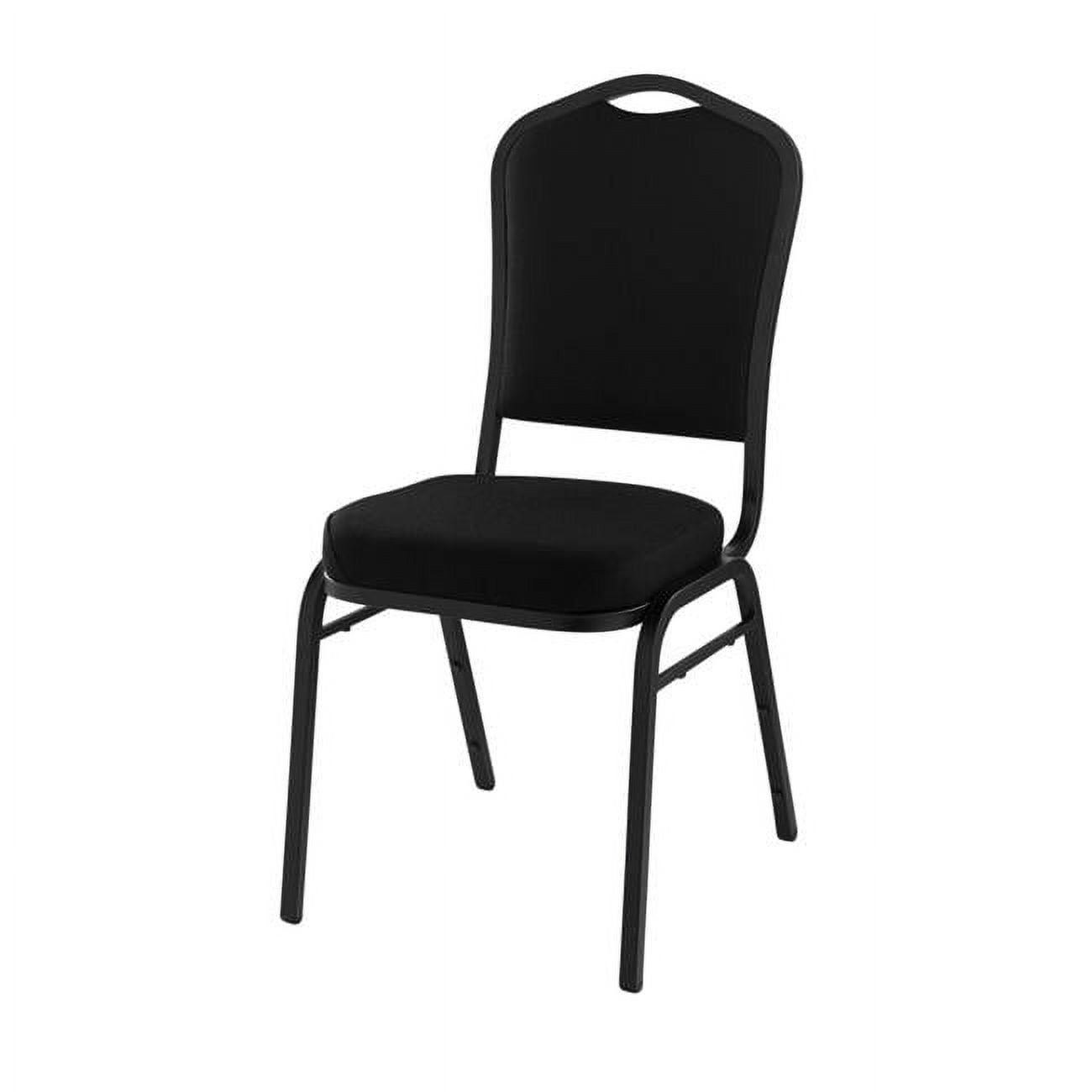 Elegant Silhouette 37" Black Fabric and Metal Stackable Chair