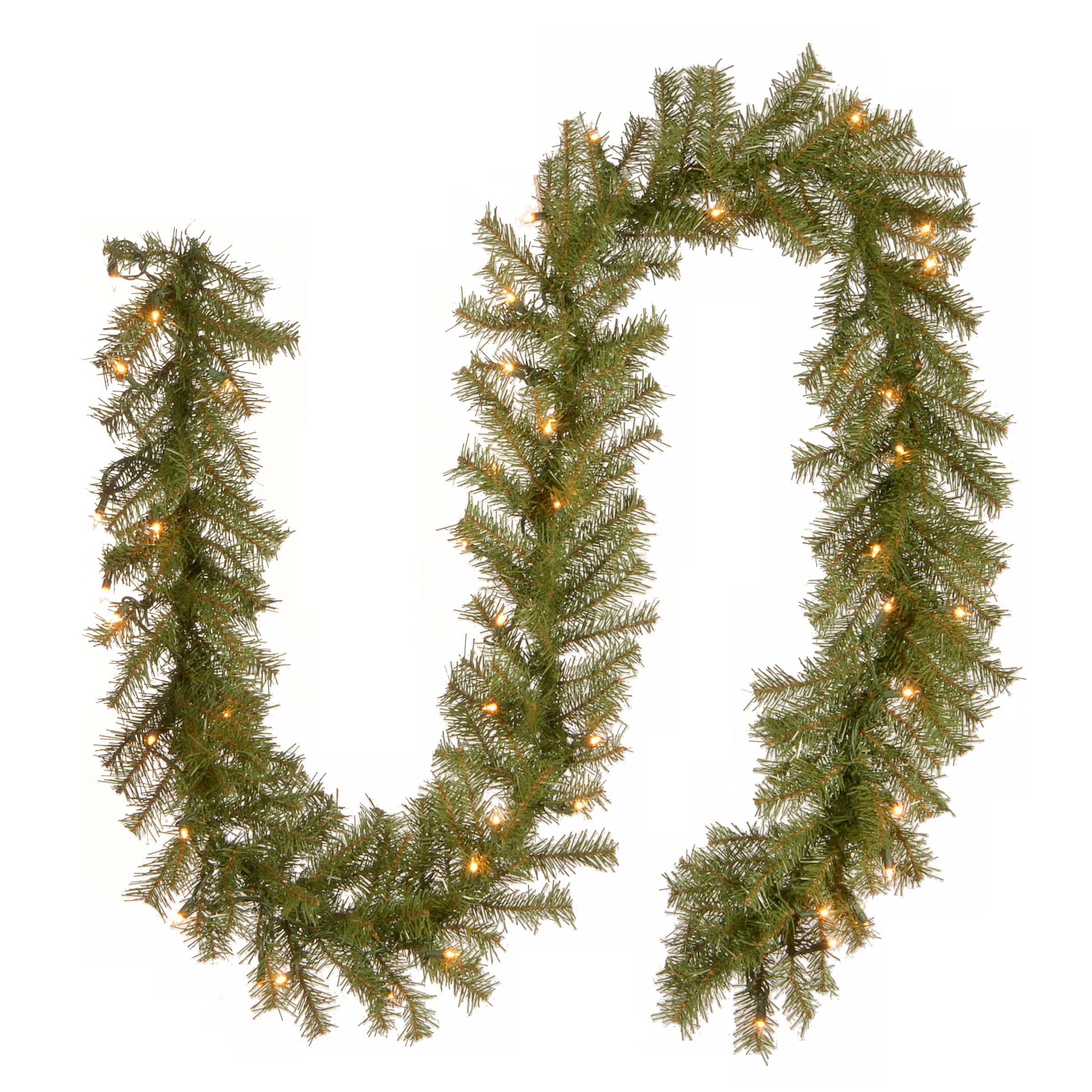 9-Foot Pre-Lit Green Norwood Fir Christmas Garland with White Lights