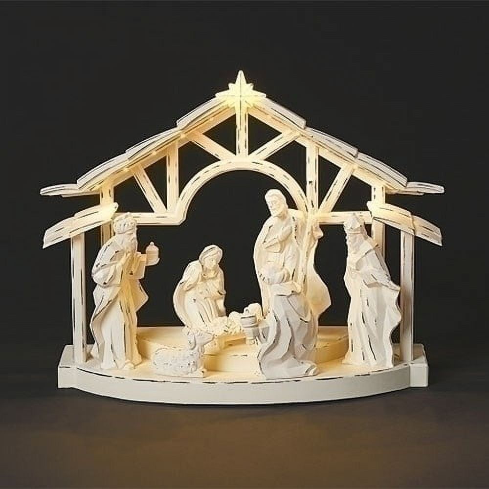 13.5" White LED Nativity Scene Decor