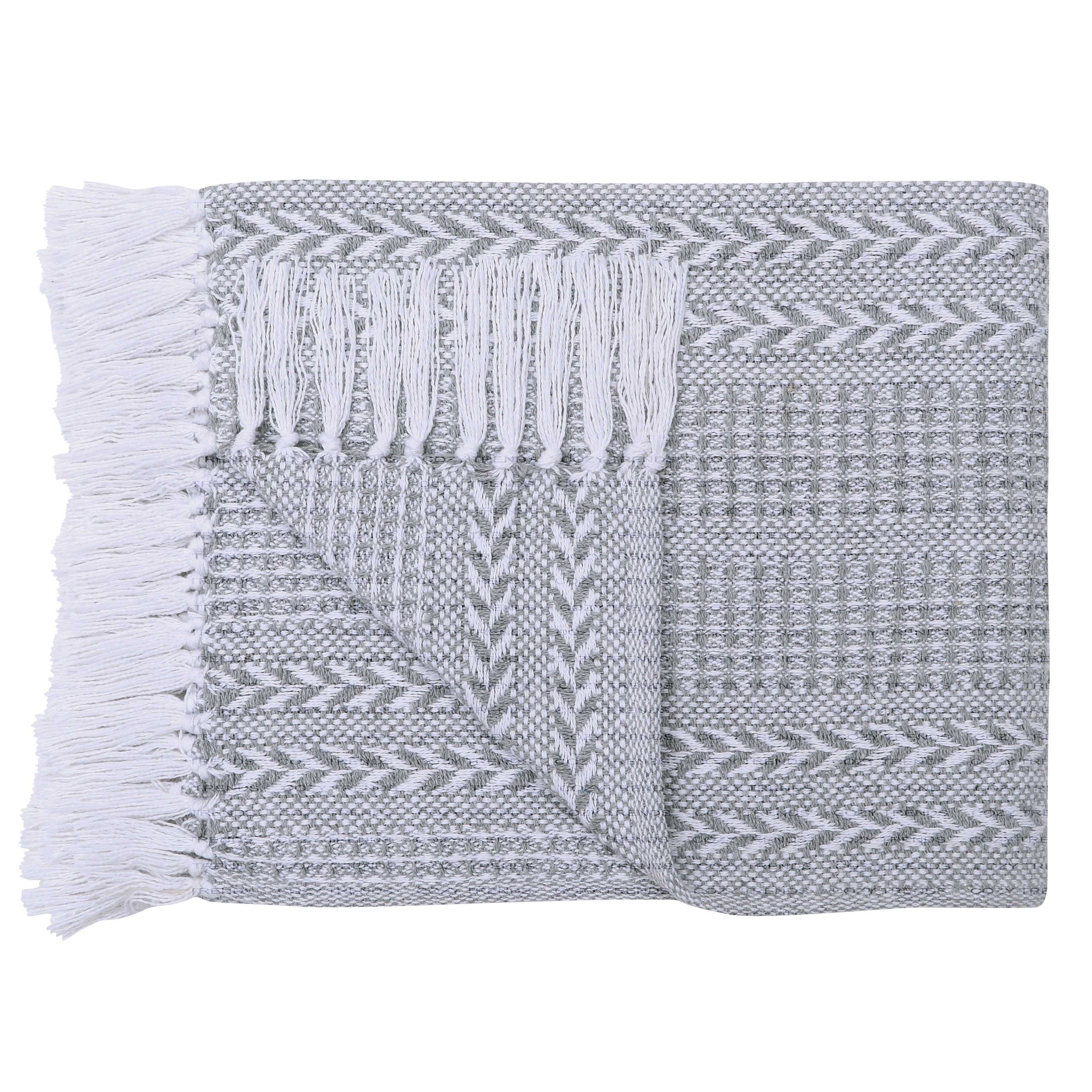 Grey Hand-Woven Cotton Batik Throw Blanket Set