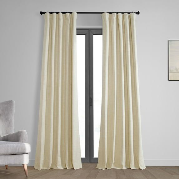 Natural Light Beige Linen Weave Blackout Curtain Panel, 50W x 84L