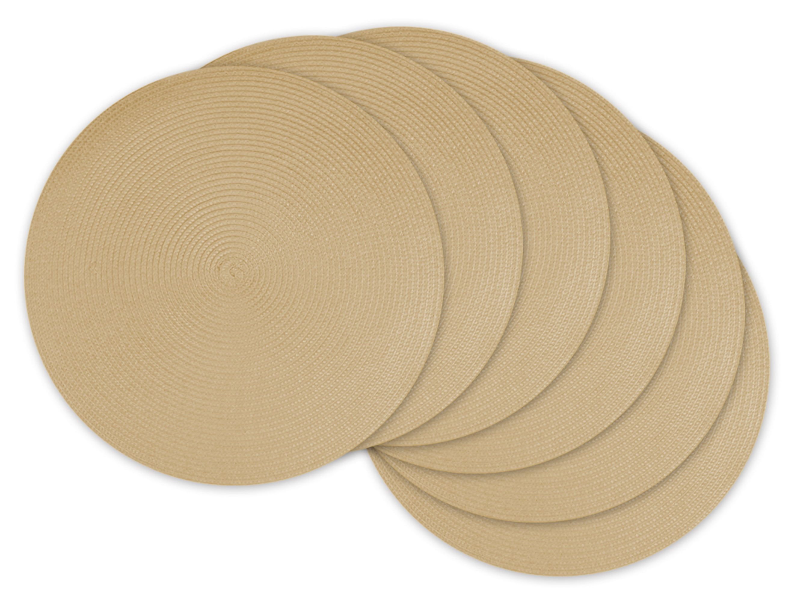 Natural Round Polypropylene Woven Placemats Set of 6