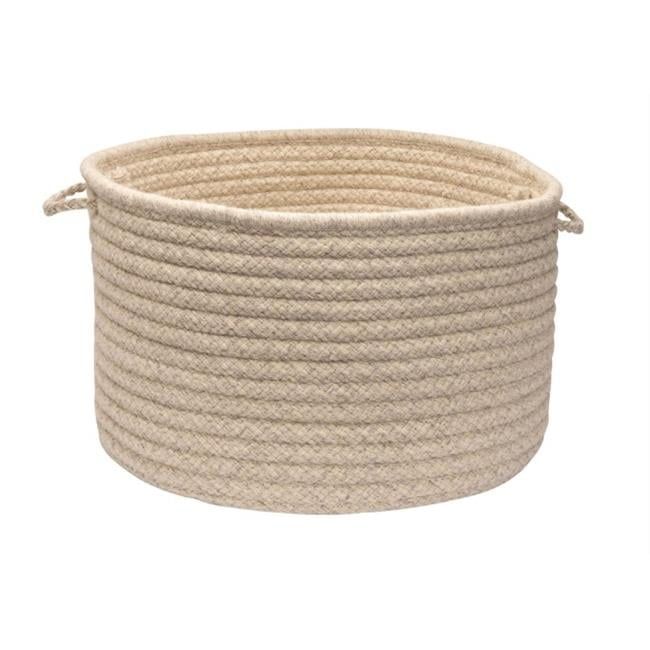 Natural Wool Houndstooth Beige Round Storage Basket 24"