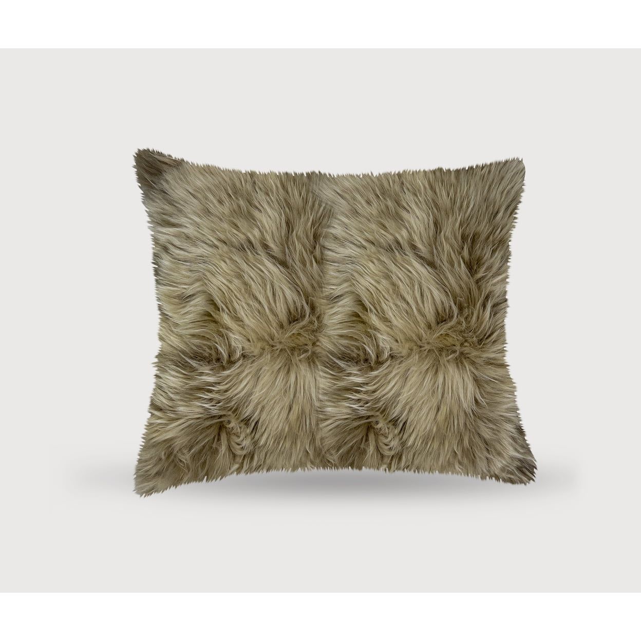 Taupe New Zealand Sheepskin Square Throw Pillow