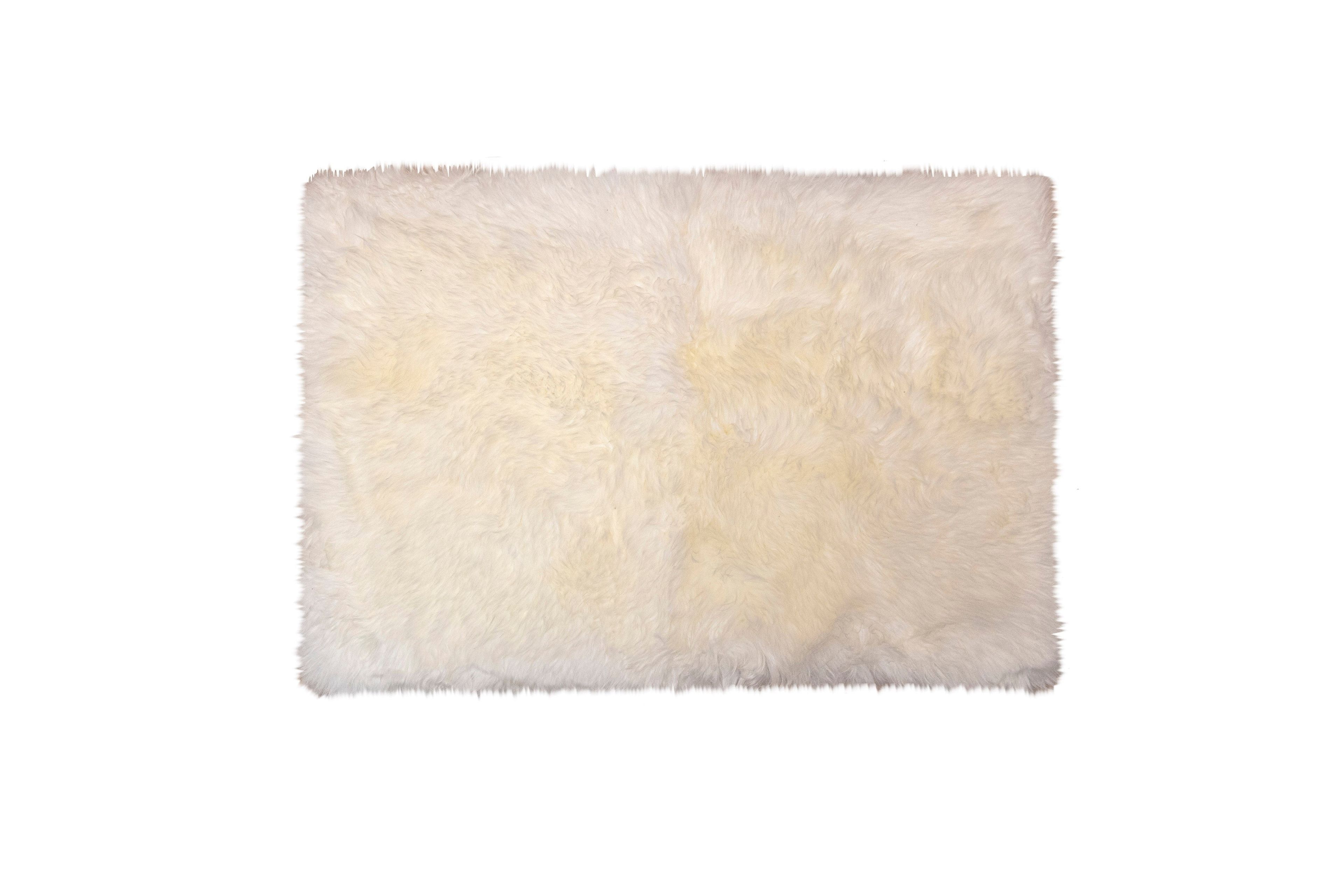 Natural Rectangular Sheepskin Fur Rug 2' x 3'