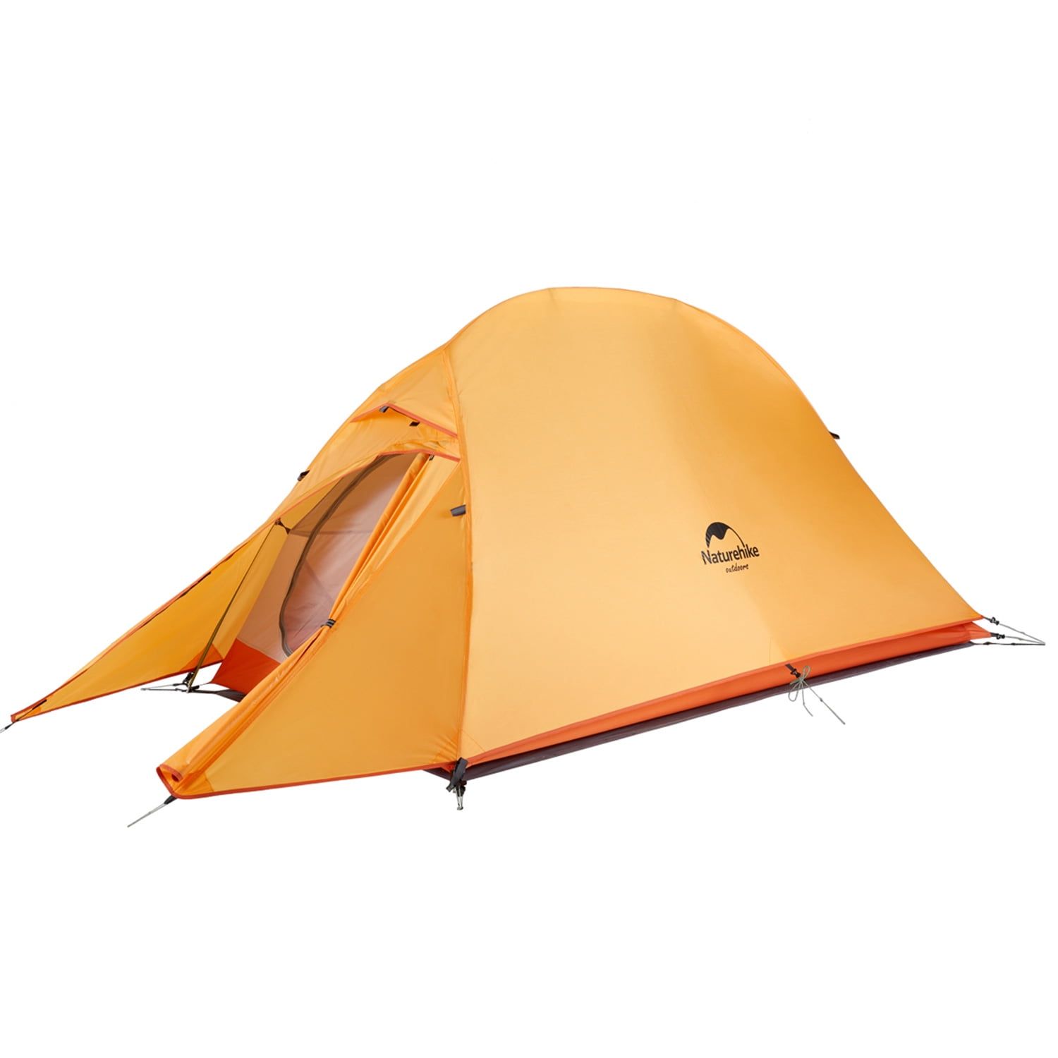 Ultralight Orange Solo Backpacking Tent with Vestibule and Carry Bag