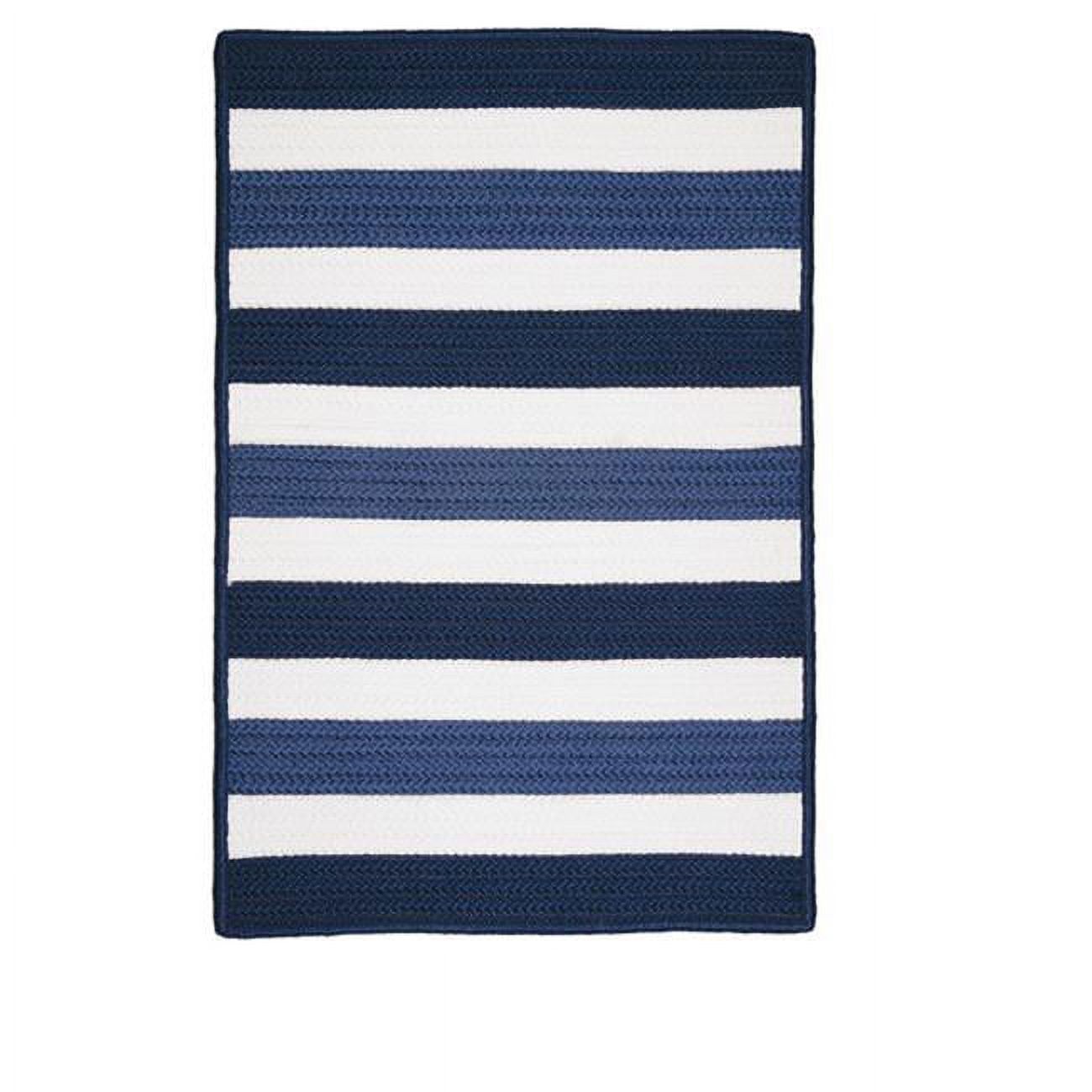 Blue Synthetic Braided Stripe 5' x 8' Reversible Rug