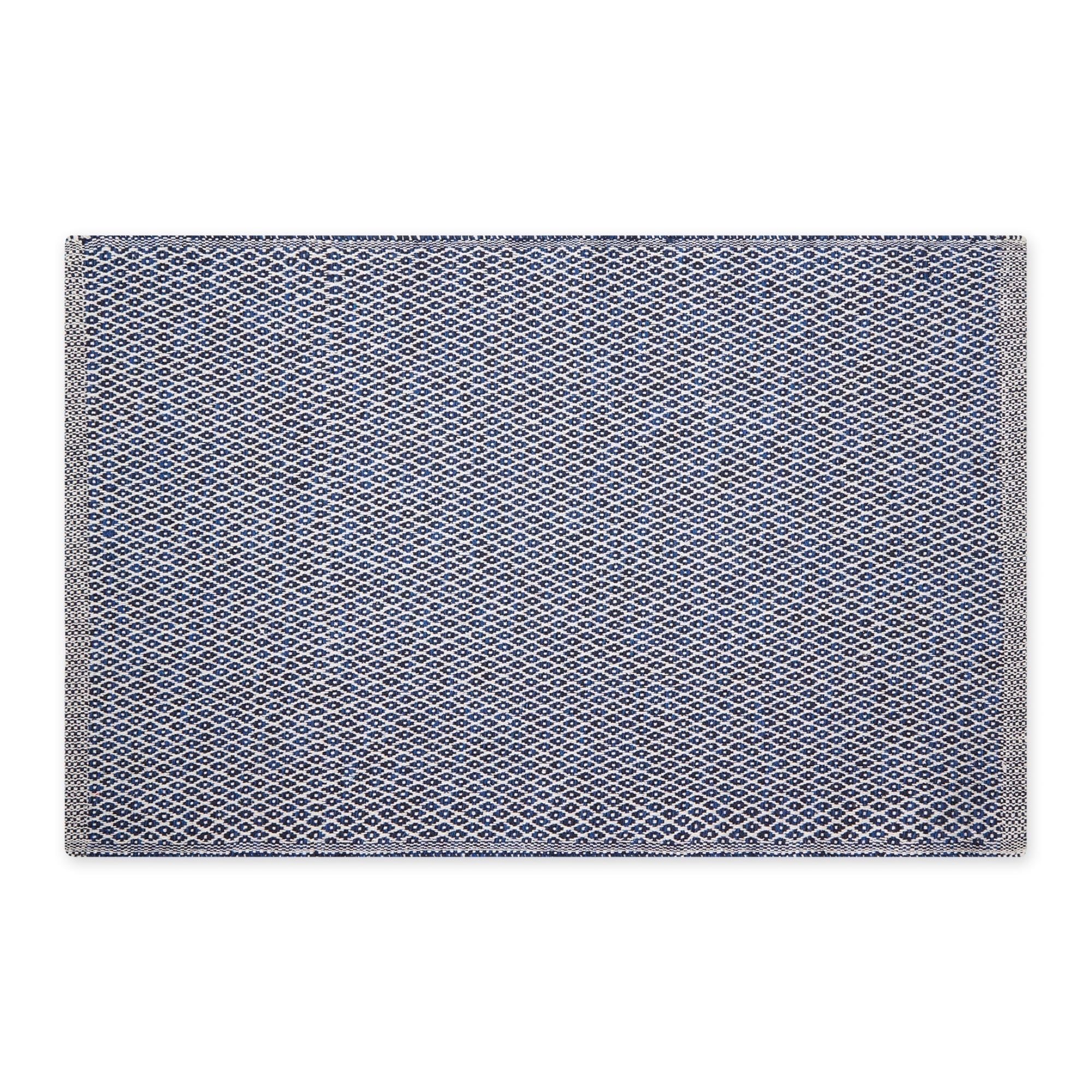 Nautical Blue Diamond Handwoven Cotton Rug 24x36 Inches