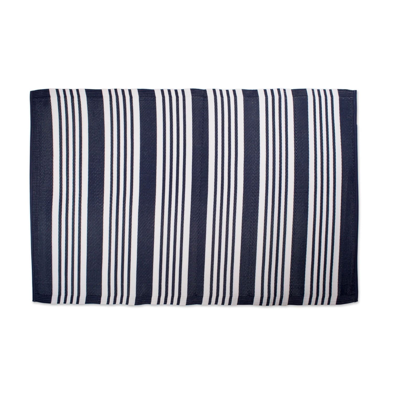 Nautical Blue Stripe Reversible Outdoor Rug, 4' x 6', Synthetic