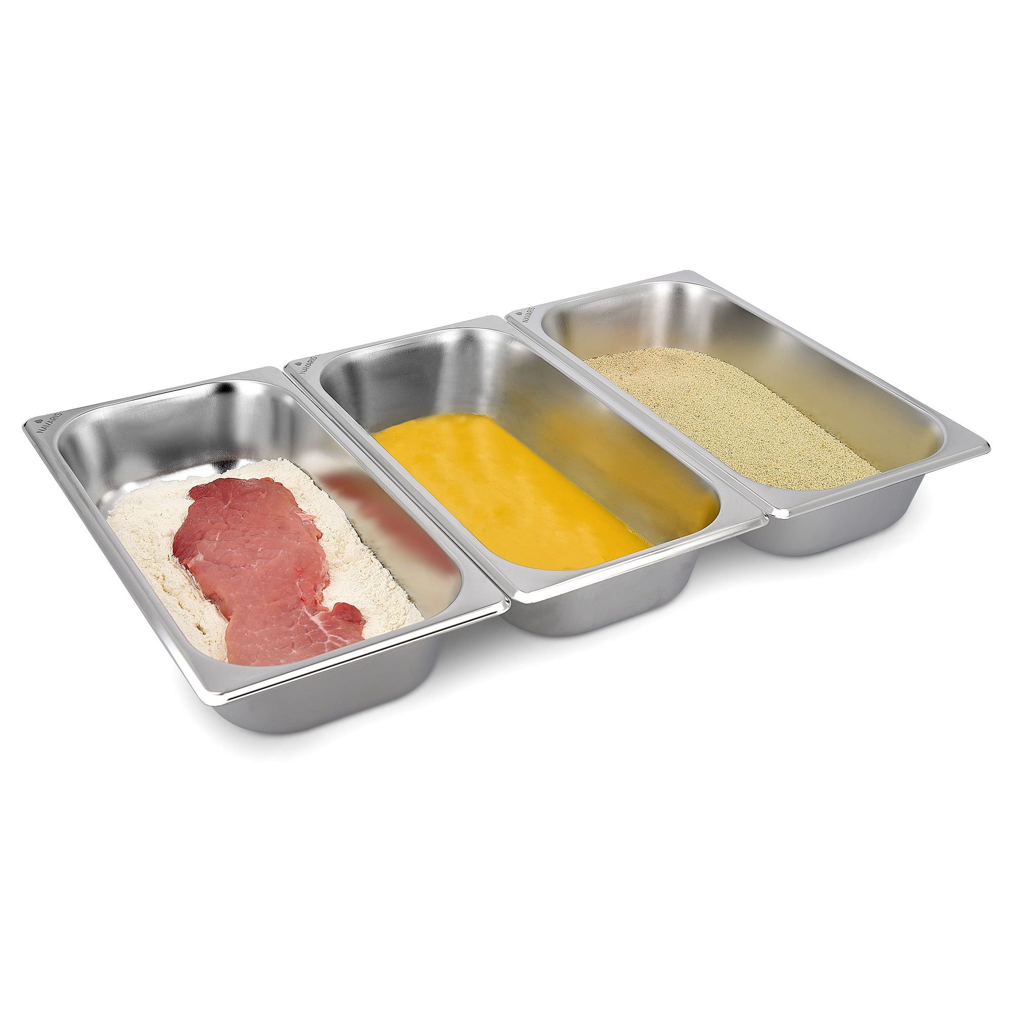 Navaris Medium Stainless Steel Breading Trays Set of 3