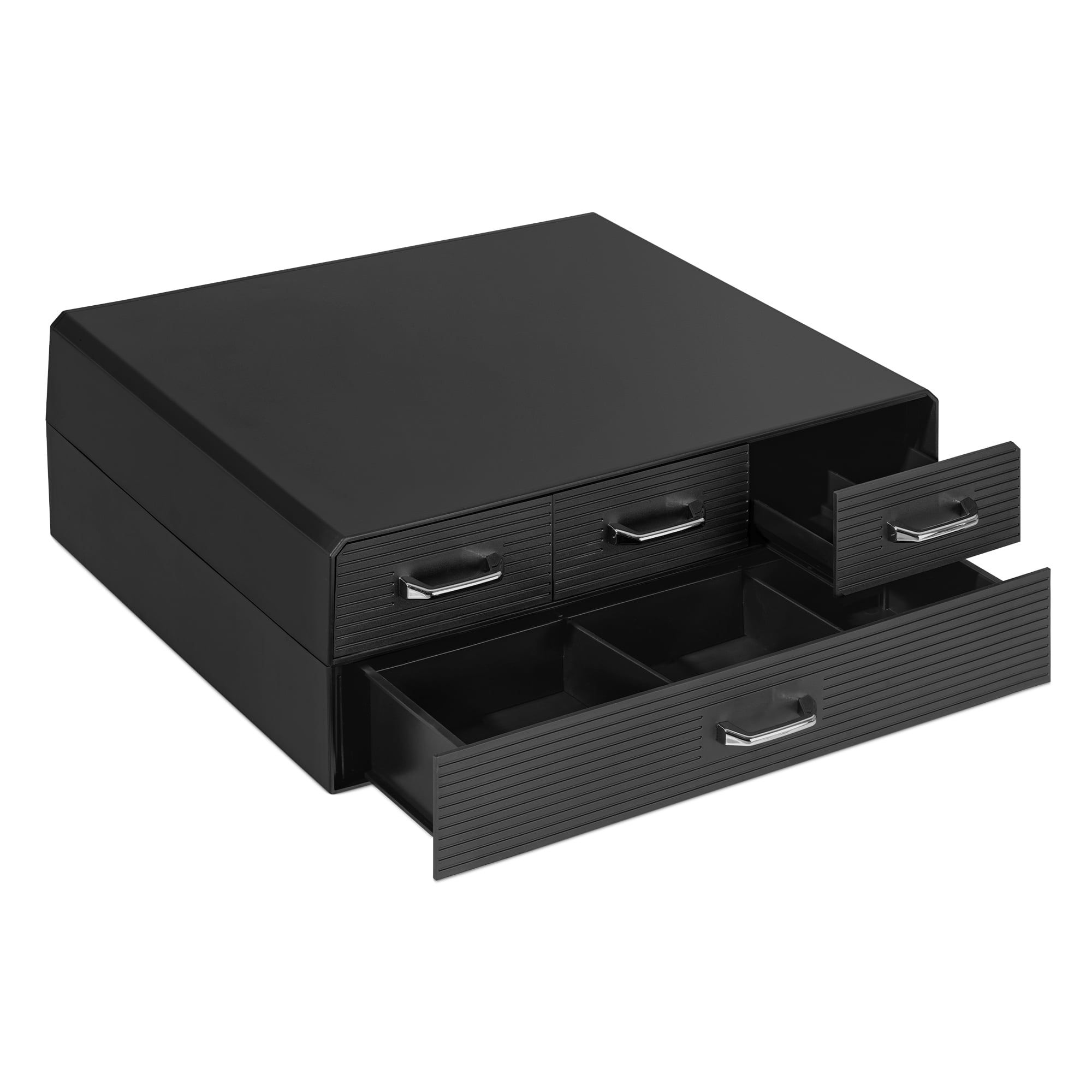 Black Plastic 2-Tier Coffee Pod Holder with 4 Drawers