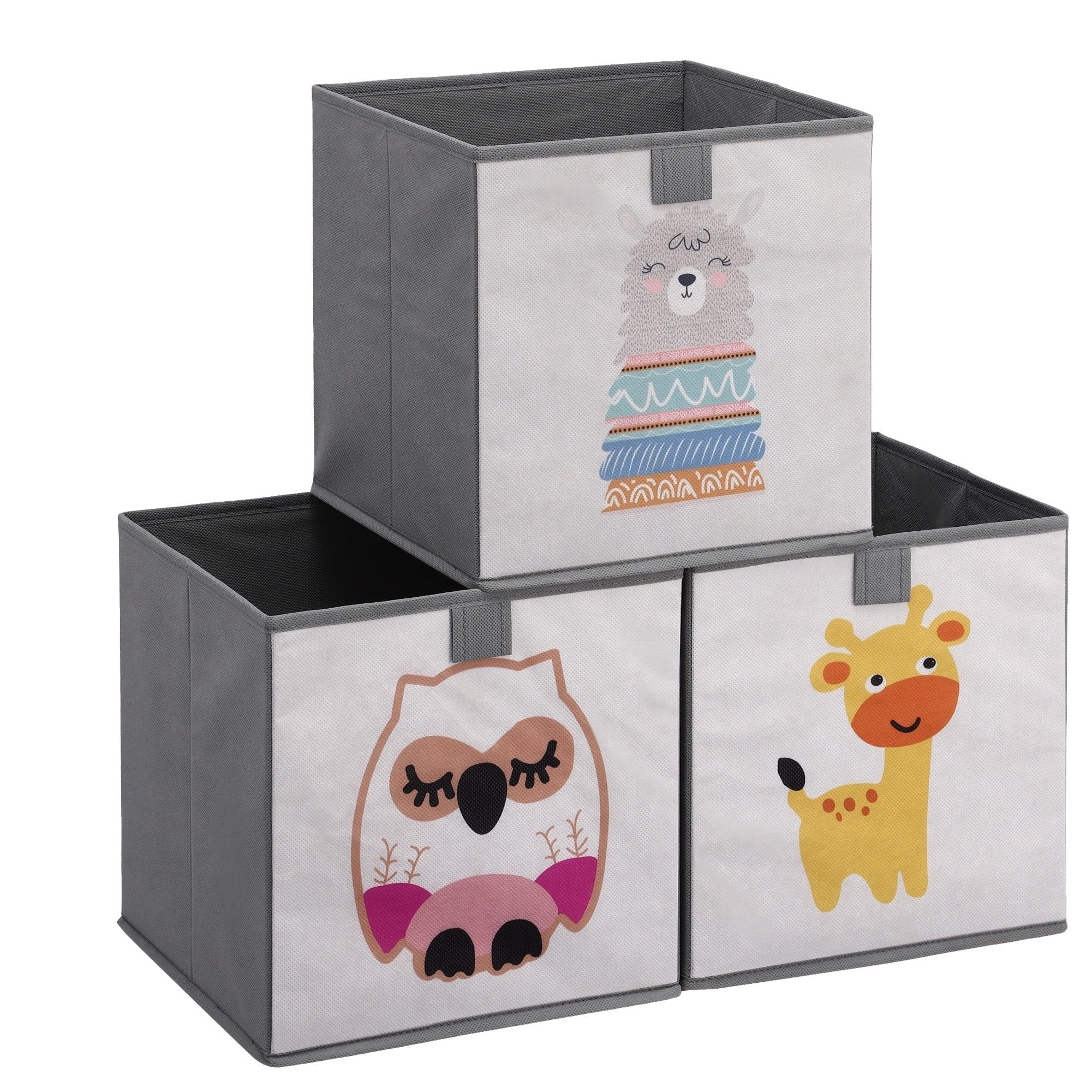 Grey Animal Design Kids Storage Cubes Set of 3