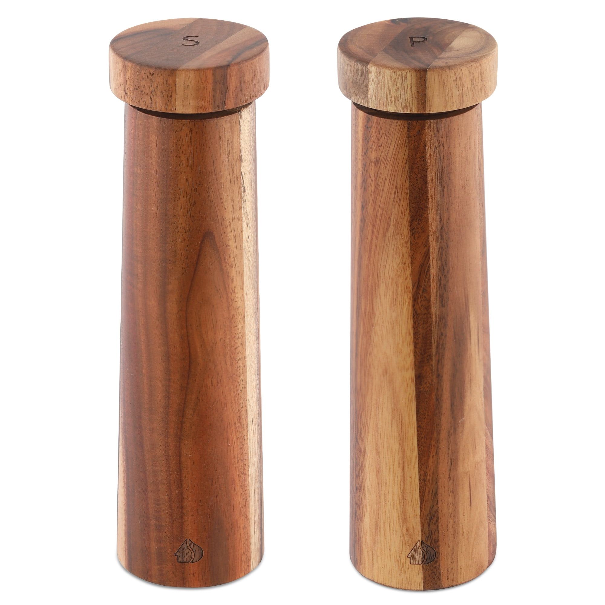 Adjustable Acacia Wood Salt and Pepper Mill Set with Ceramic Core