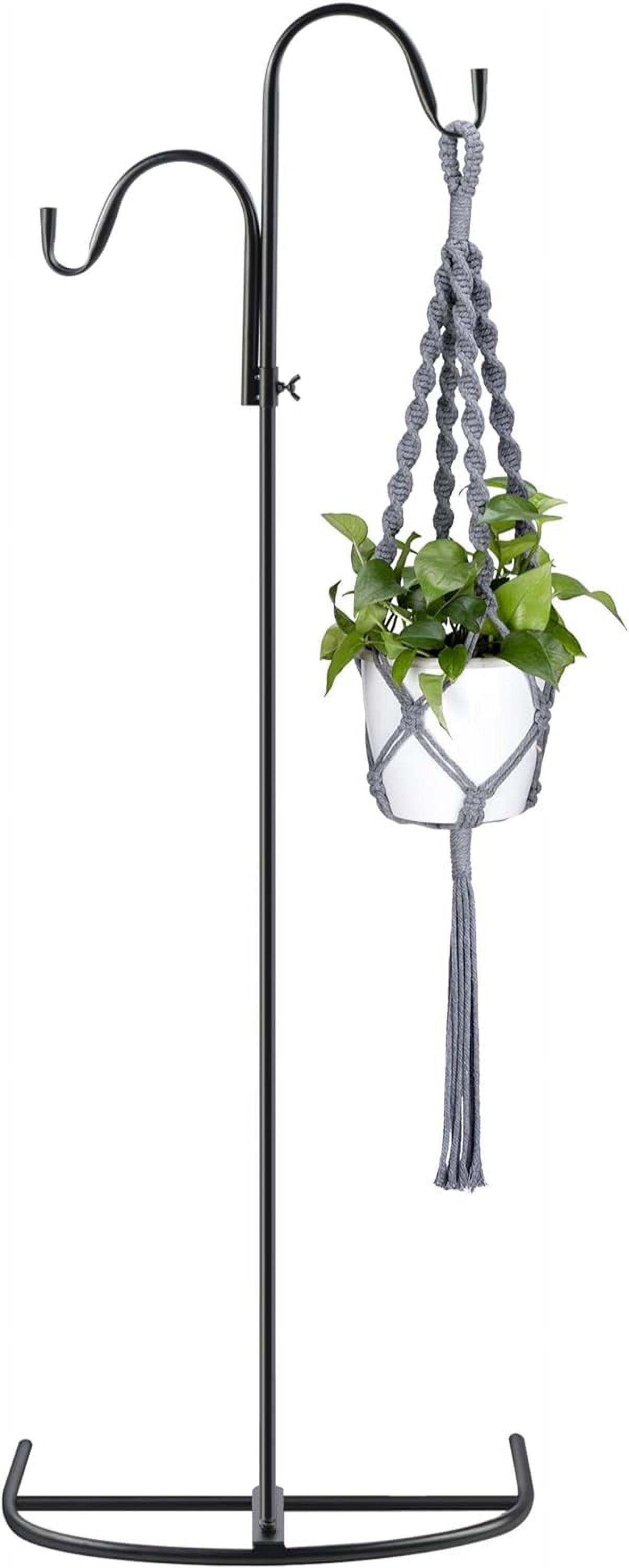 Adjustable Black Steel Dual Shepherd's Hook for Garden