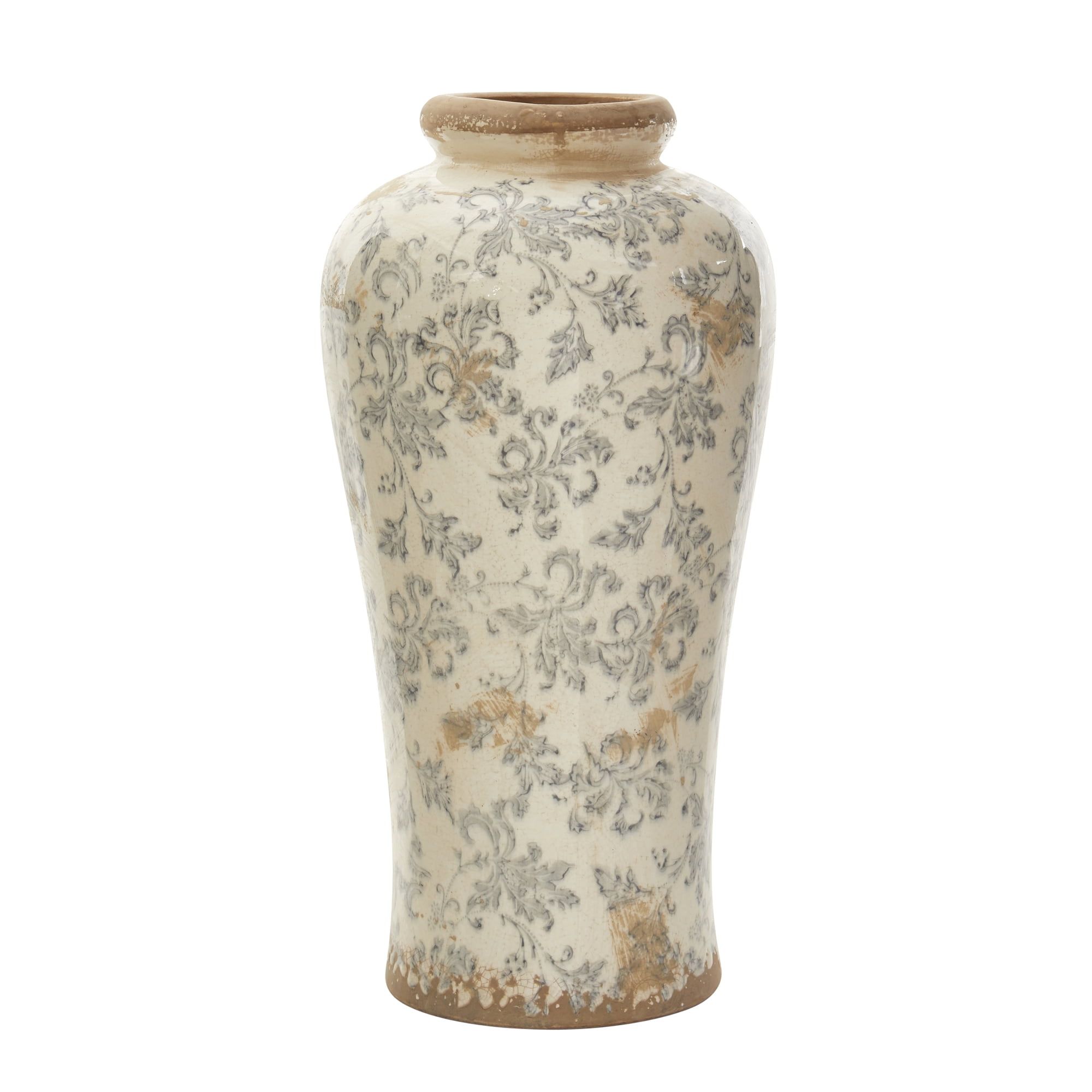 Tuscan Polished Ceramic Floral Bouquet Table Vase