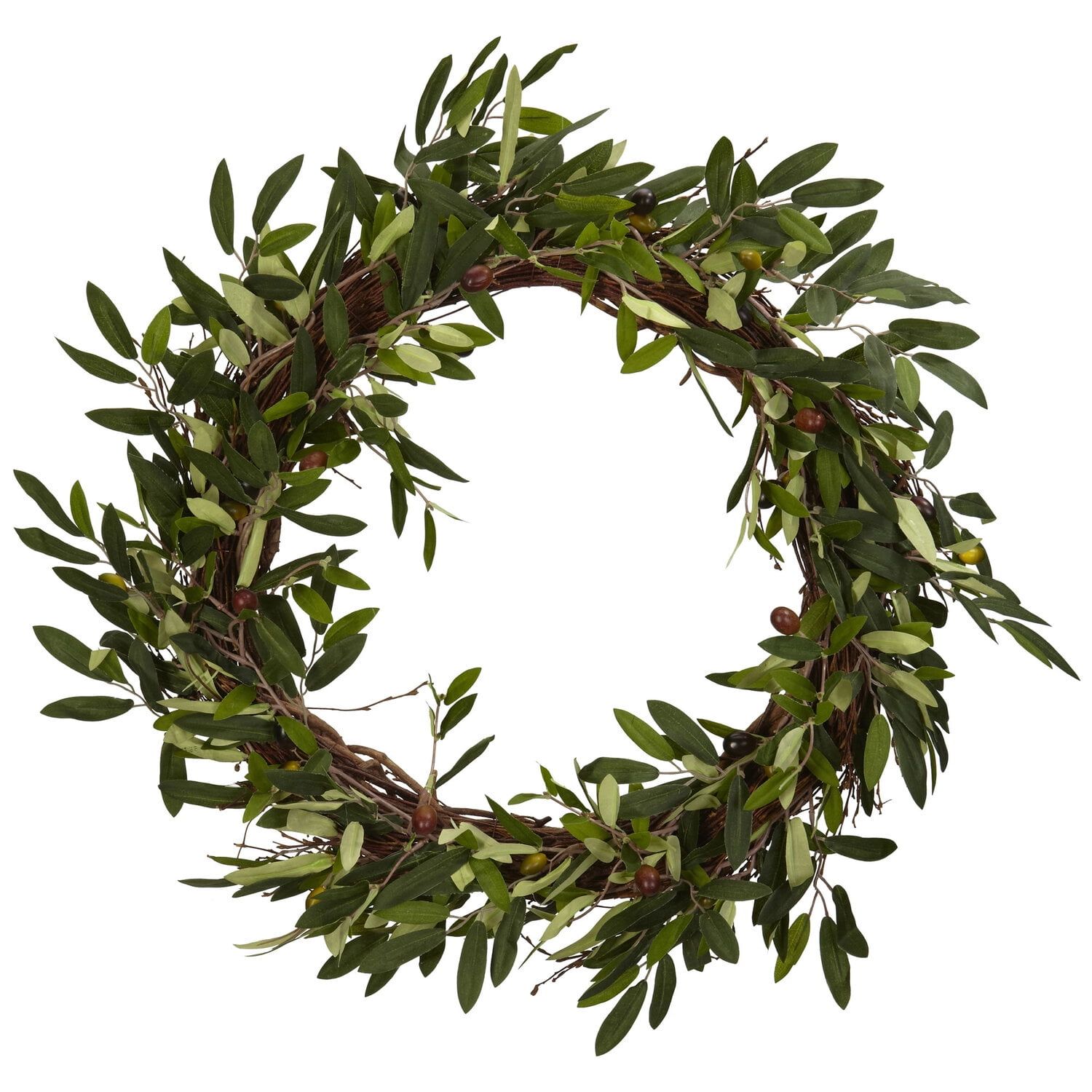 Rustic Elegance 22" Faux Olive Leaf Wreath in Green