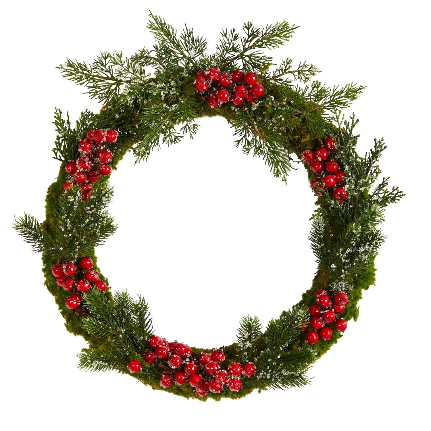 Frosted Pine and Berry Bliss 18" Artificial Christmas Wreath