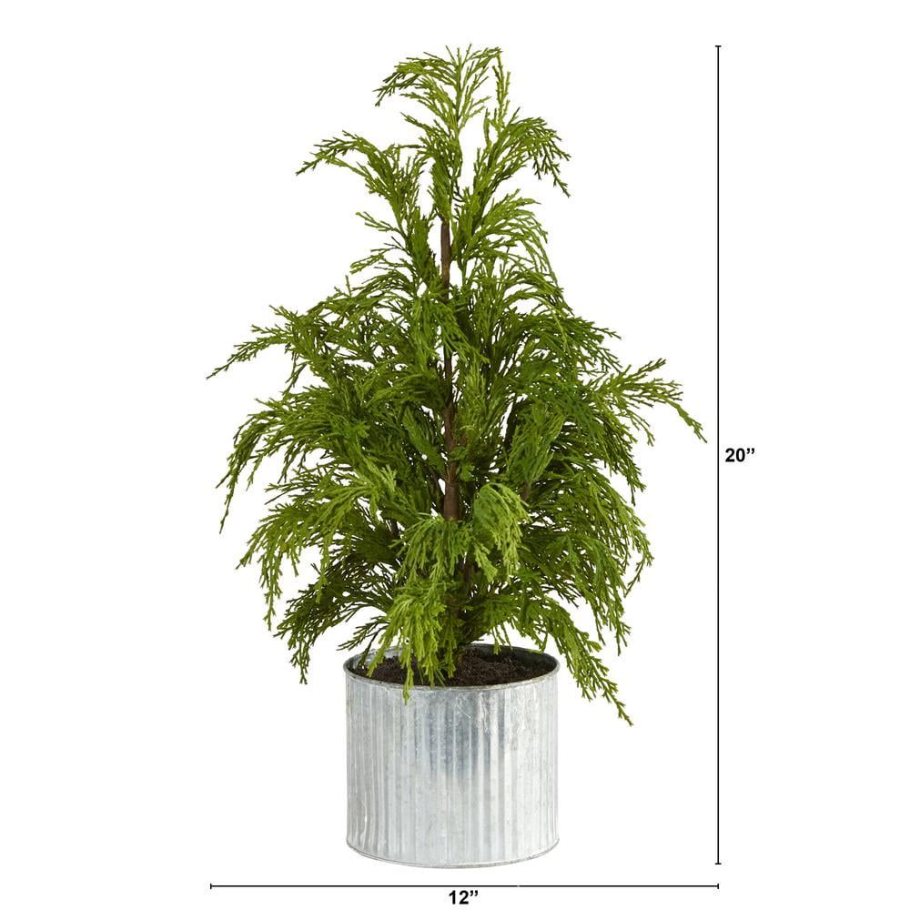 20'' Green Cedar Pine Artificial Christmas Tree in Decorative Planter