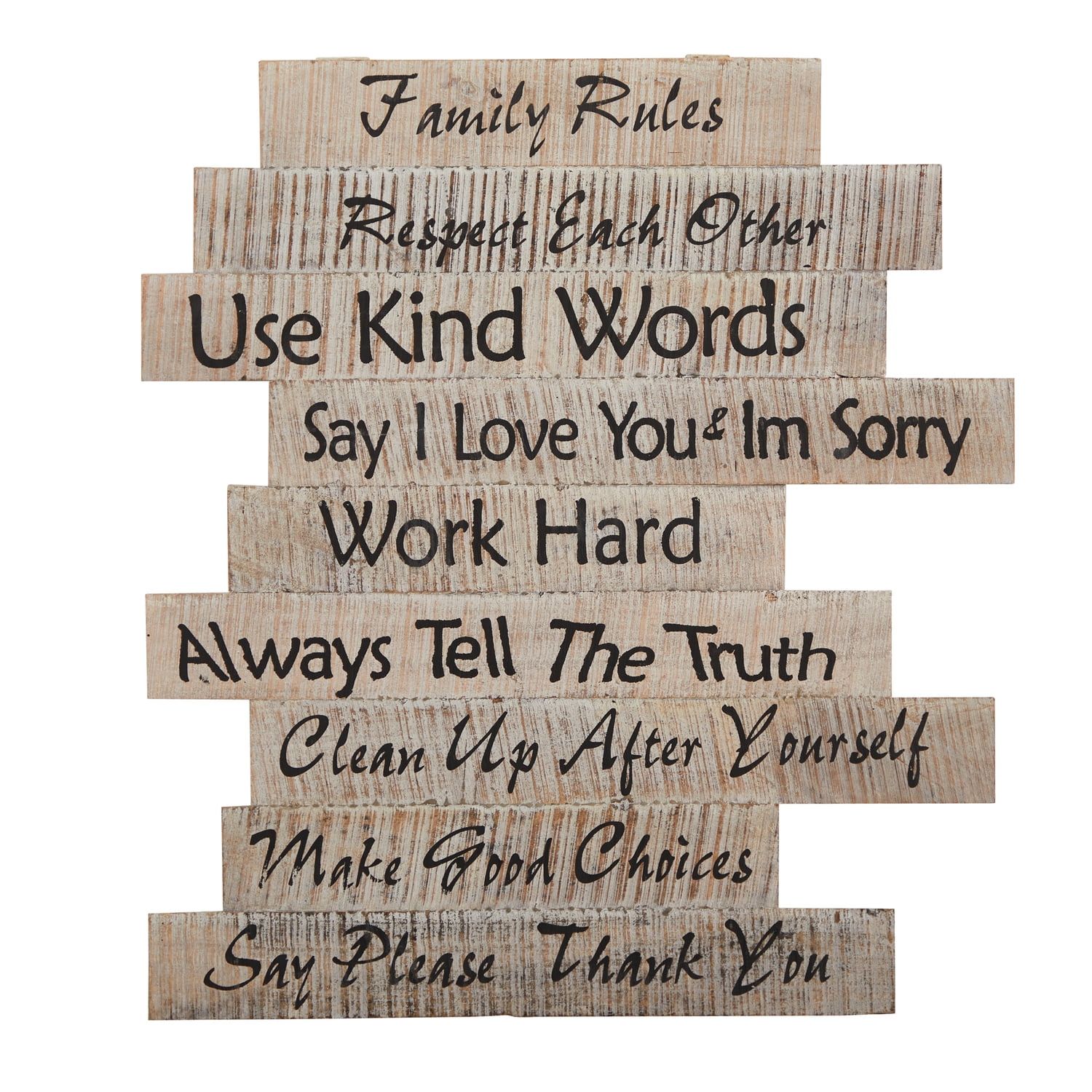 Rustic Farmhouse Wood Family Rules Wall Art Decor