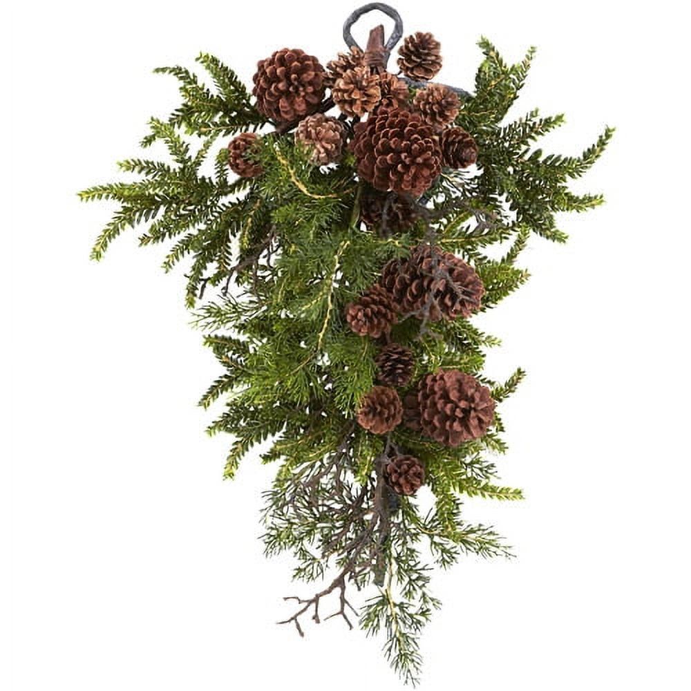 Festive Pine & Pine Cone 28" Teardrop Garland in Green/Brown