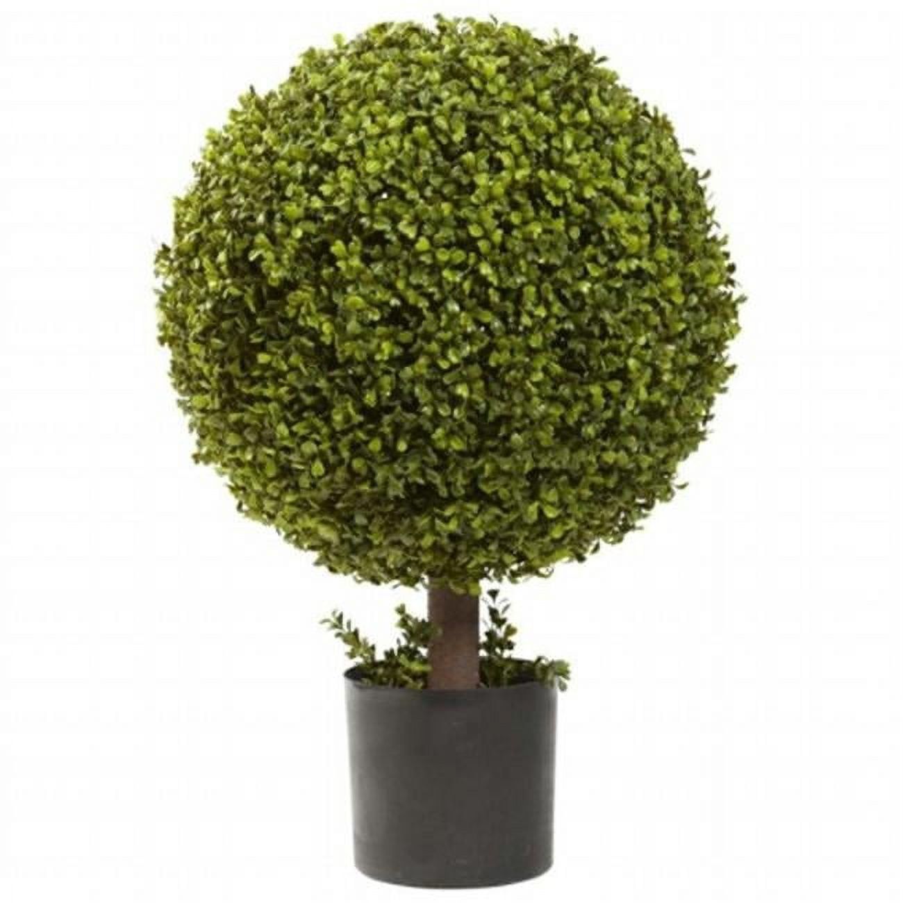 27-Inch Green Plastic Boxwood Ball Topiary with Pot