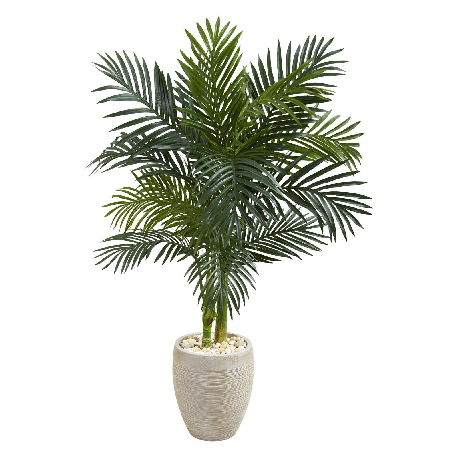 4.5' Beige Silk Palm Tree in Oval Planter