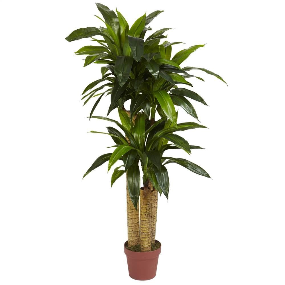 Lifelike Dracaena Silk Plant Arrangement with LED Lights - 50" Tall