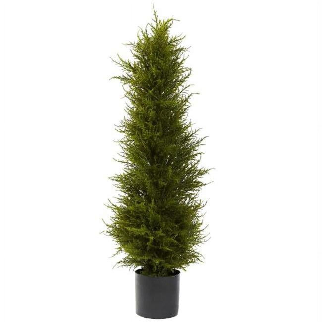 Nearly Natural 42" Tall Cedar Artificial Outdoor Tree in Black Pot