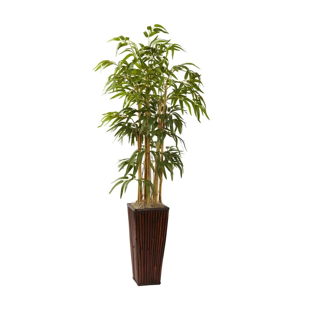 Elegant 4ft Silk Bamboo Floor Plant with Decorative Planter