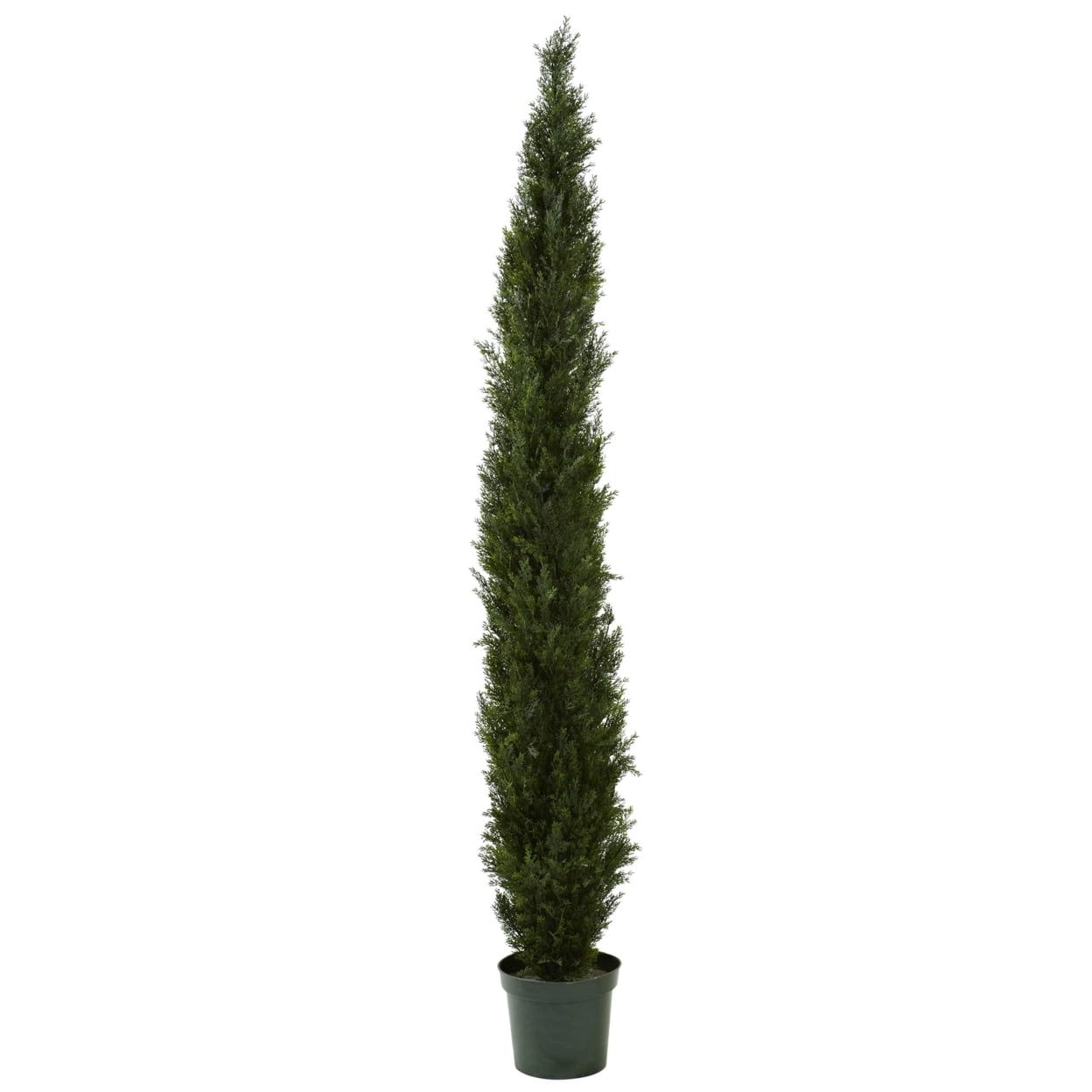 8-Foot Two-Tone Green Silk Cedar Pine Tree in Plastic Pot