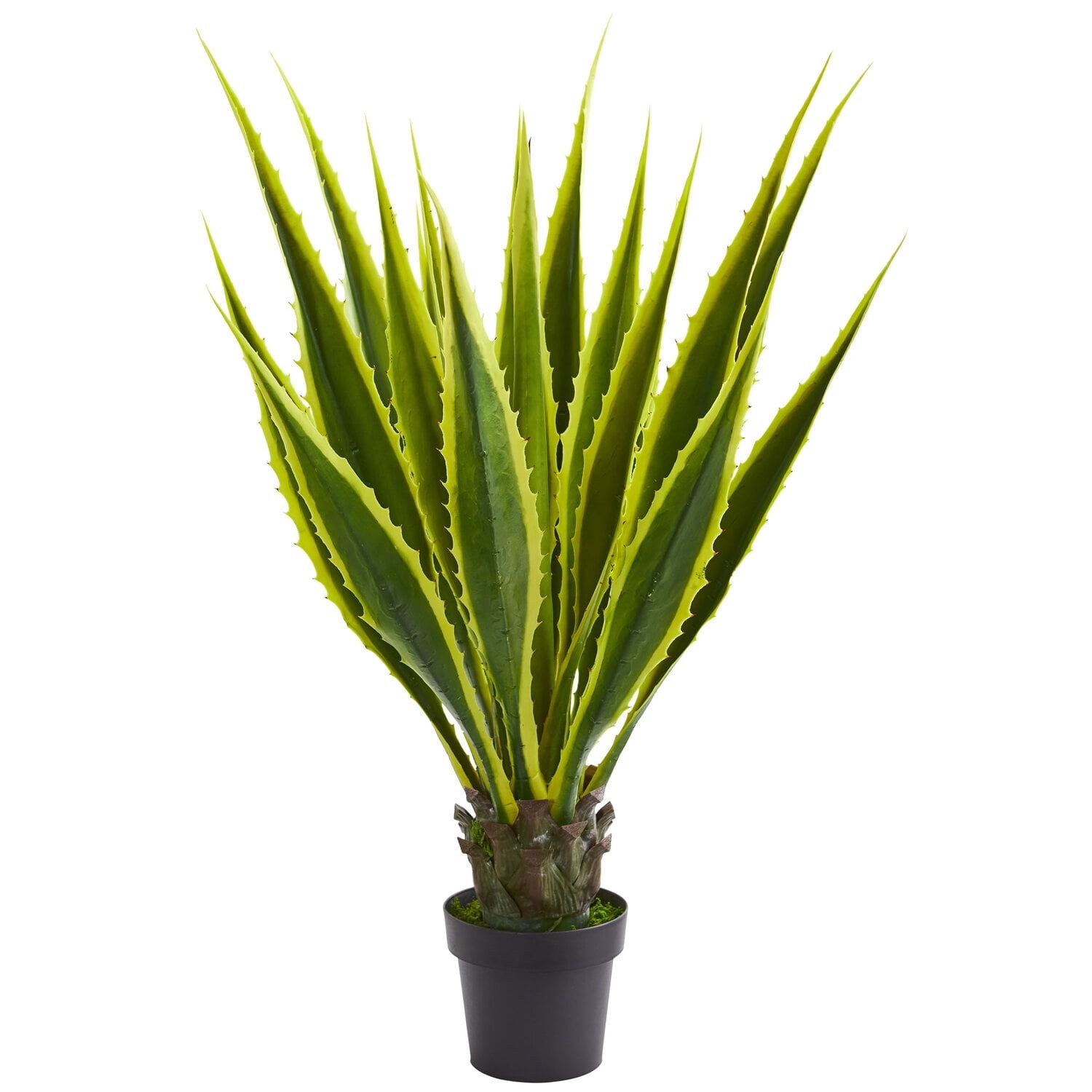 3.5 Ft Green and Yellow Faux Agave Plant in Black Pot