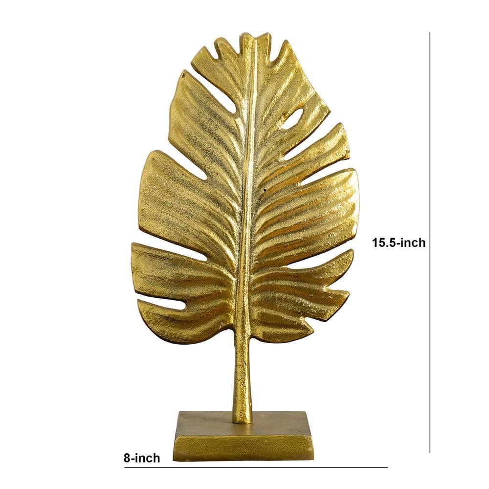 15.5" Gold Aluminum Leaf Botanic-Inspired Statue