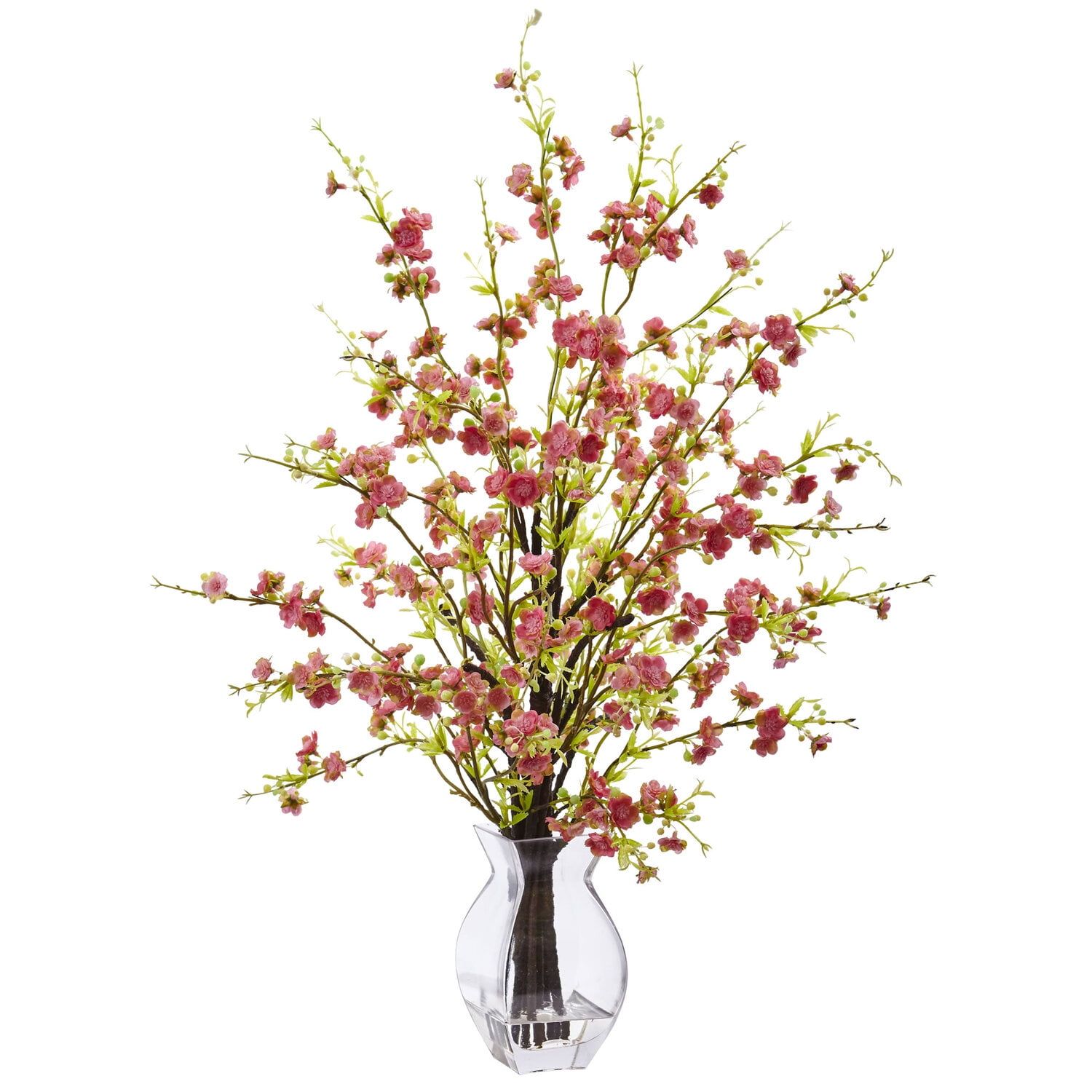 Eternal Spring 7" Pink Cherry Blossom Tabletop Arrangement in Glass Vase