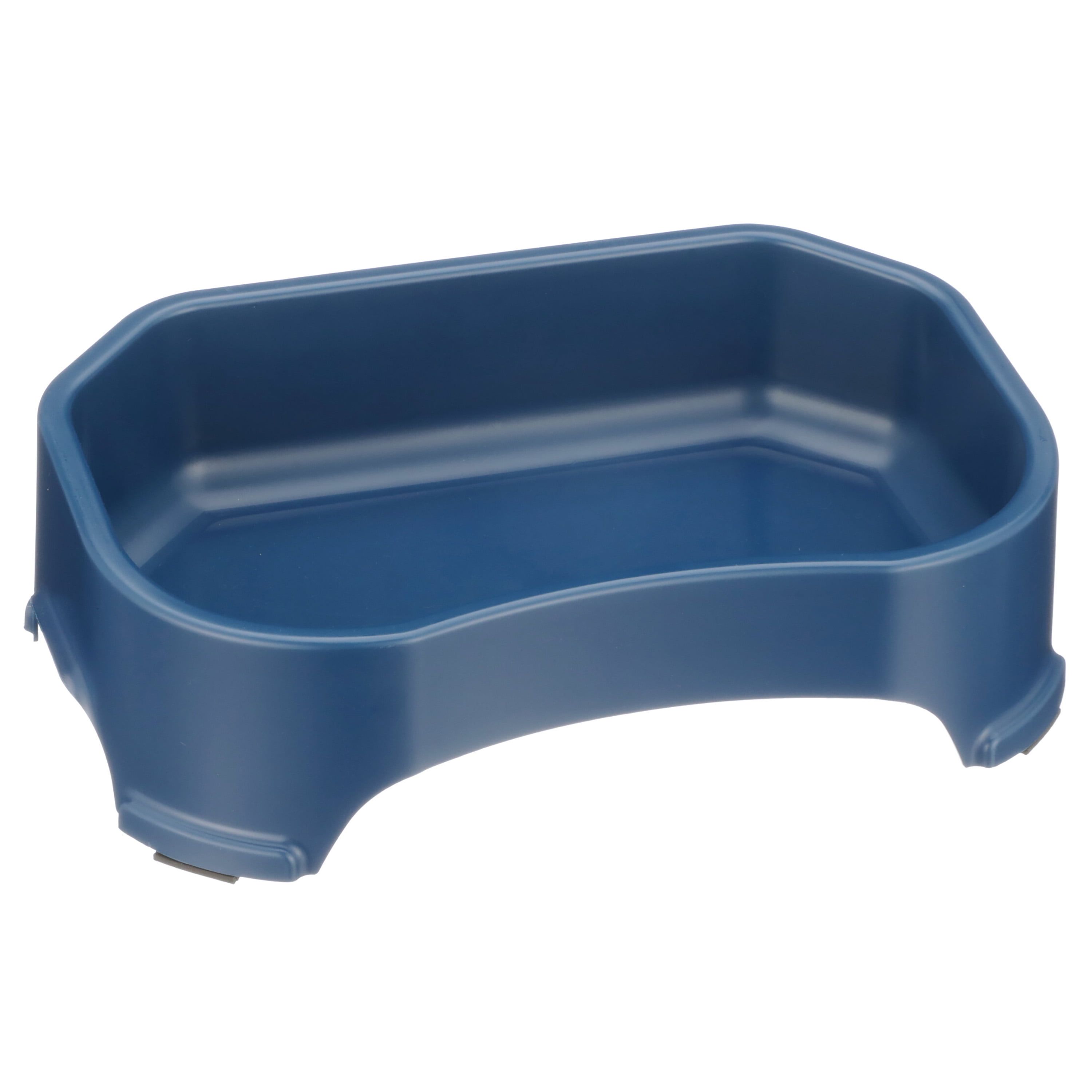 Dark Blue Extra Large Plastic Dog Bowl with Non-Skid Feet