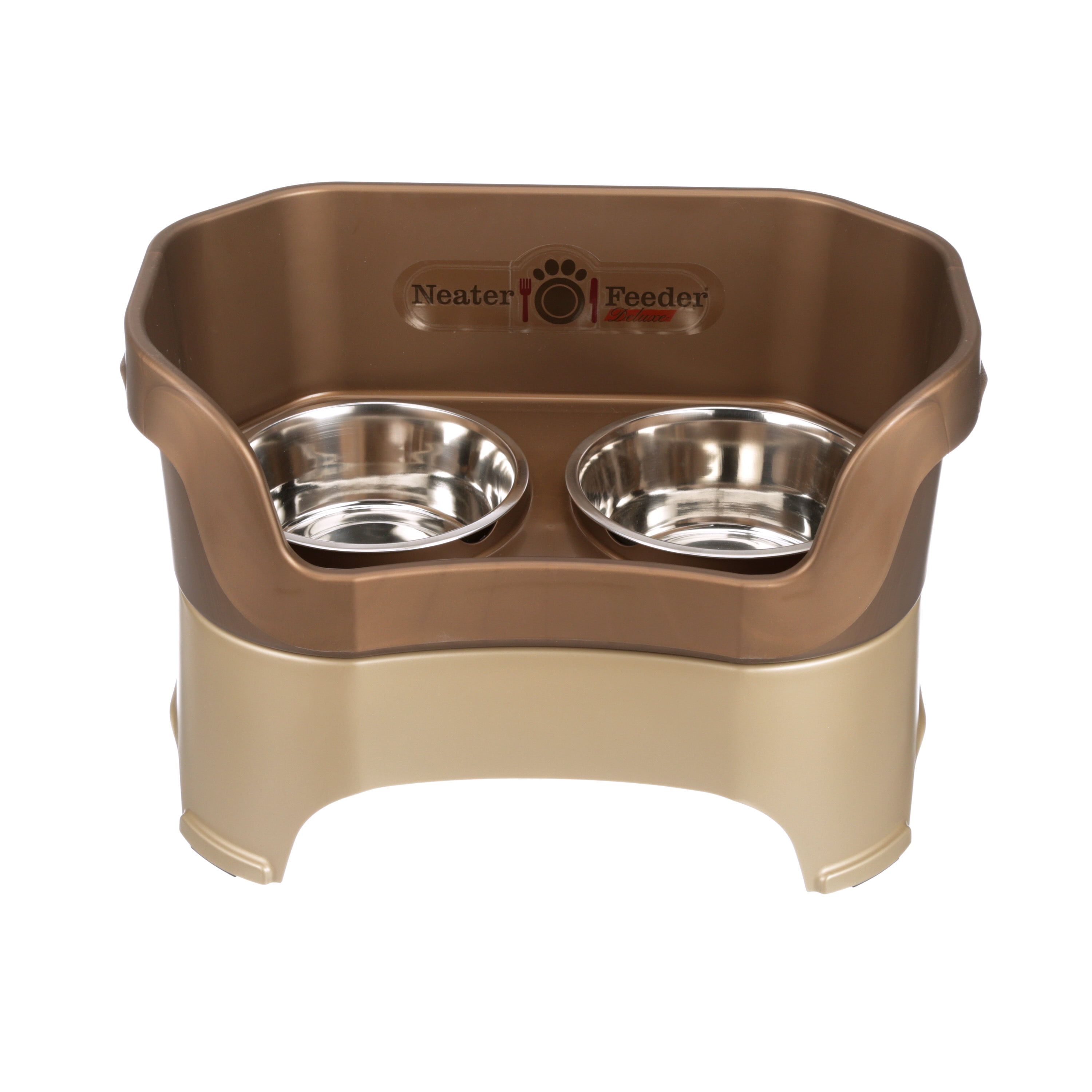 Bronze Elevated Stainless Steel Large Dog Feeder with Plastic Frame