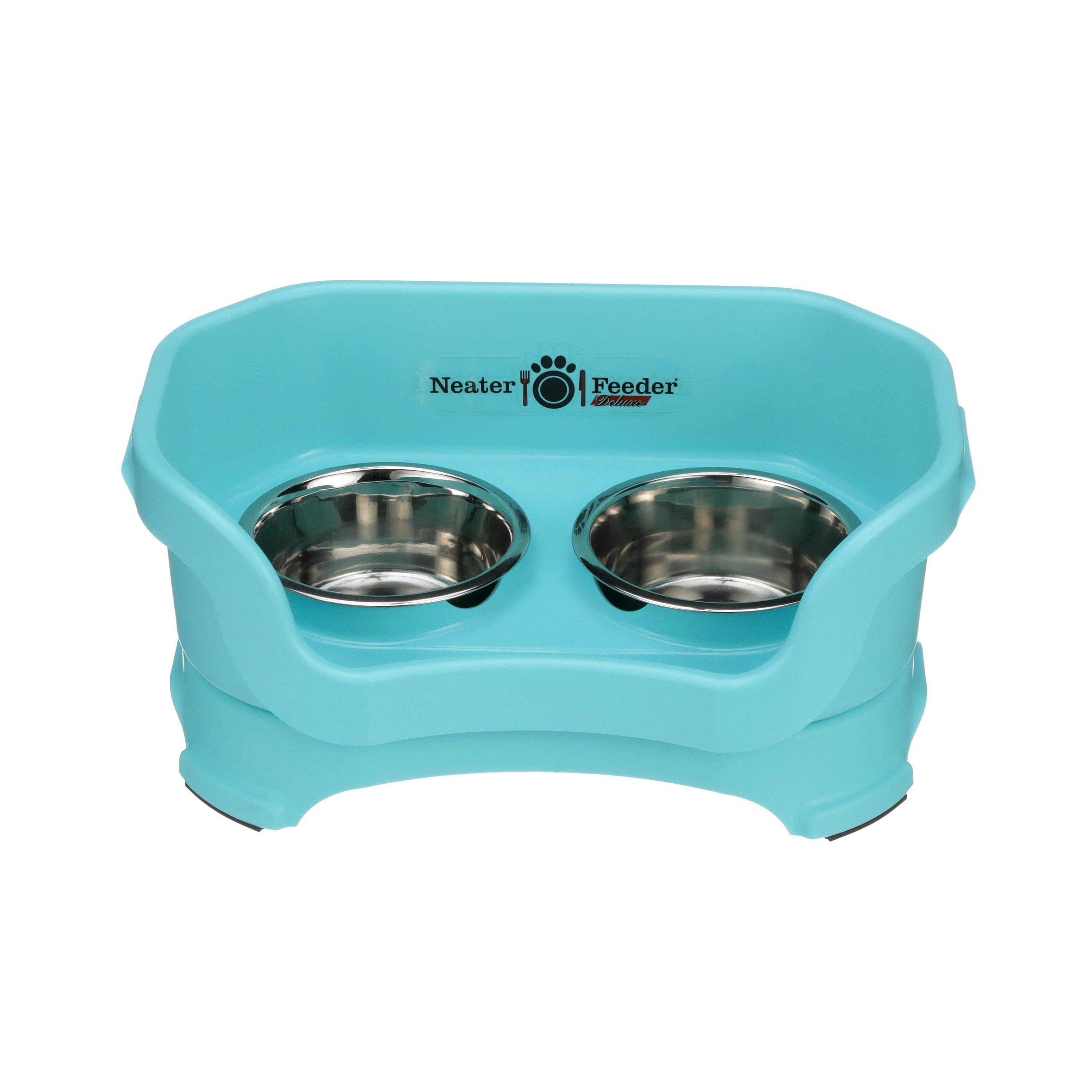 Aquamarine Elevated Stainless Steel Small Dog Feeder